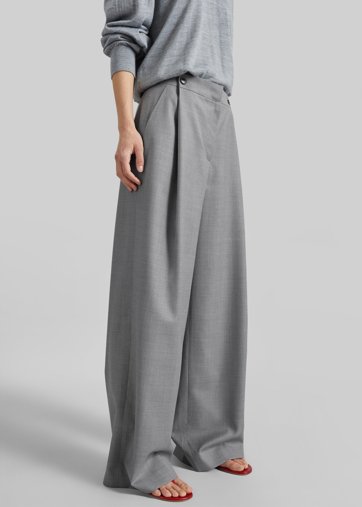 Althea Pleated Trousers - Light Grey