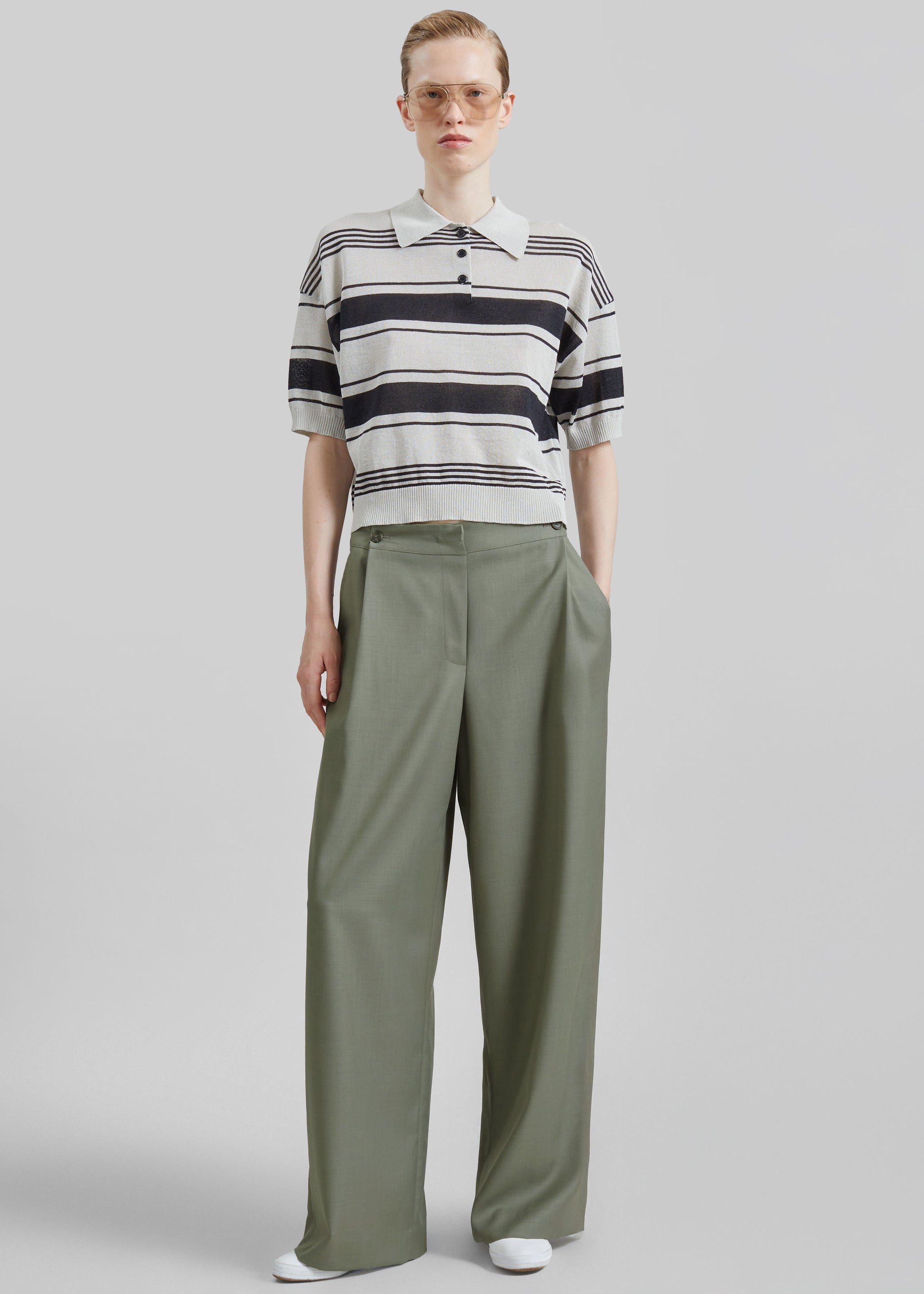 Shop the look image for Althea Pleated Trousers - Sage