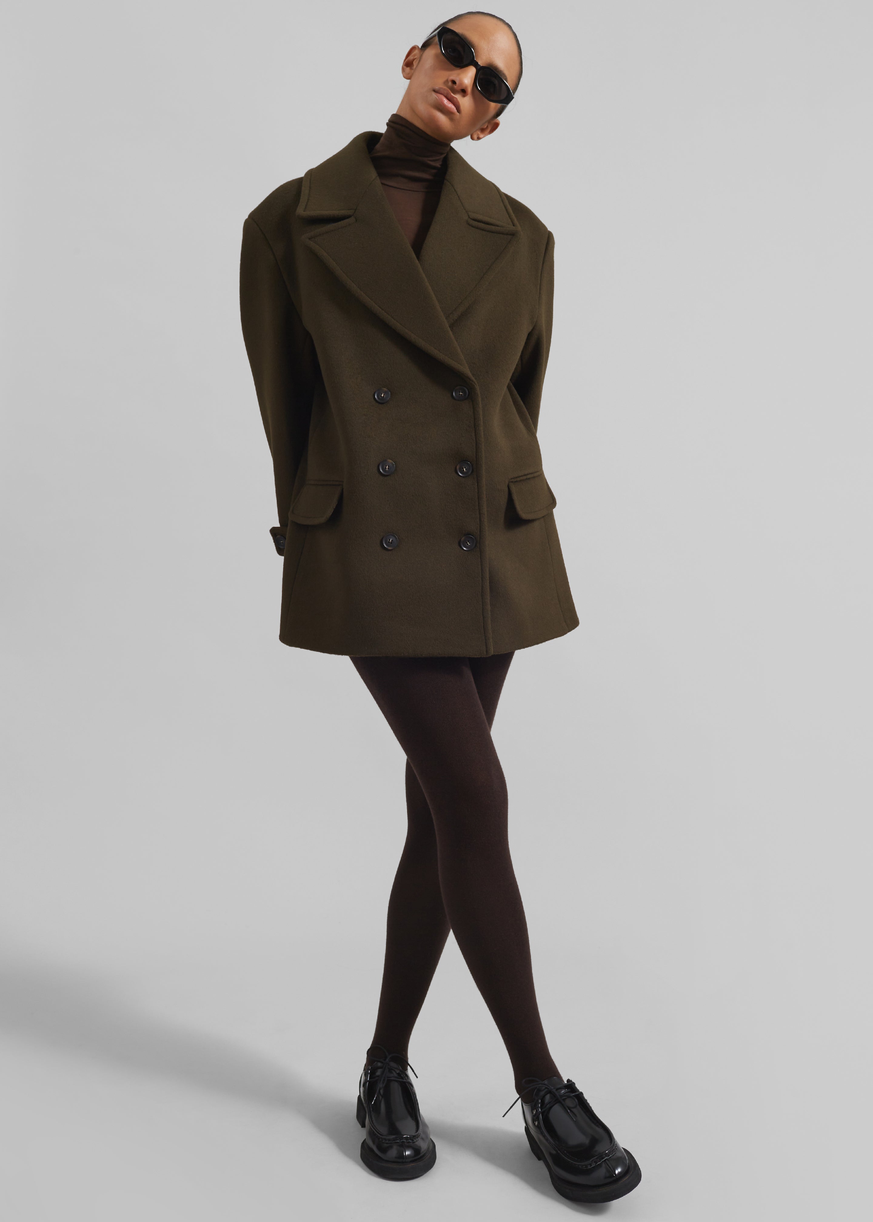 Althorp Wool Peacoat - Khaki Brown - 3