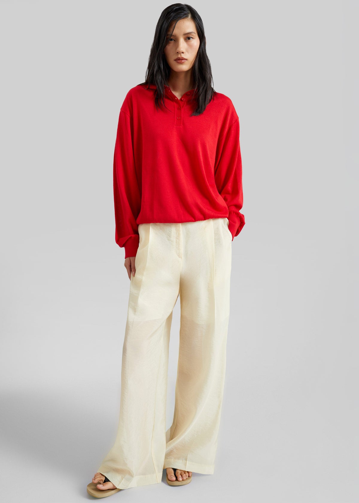 Alvito Sheer Organza Pants - Pale Yellow - 1