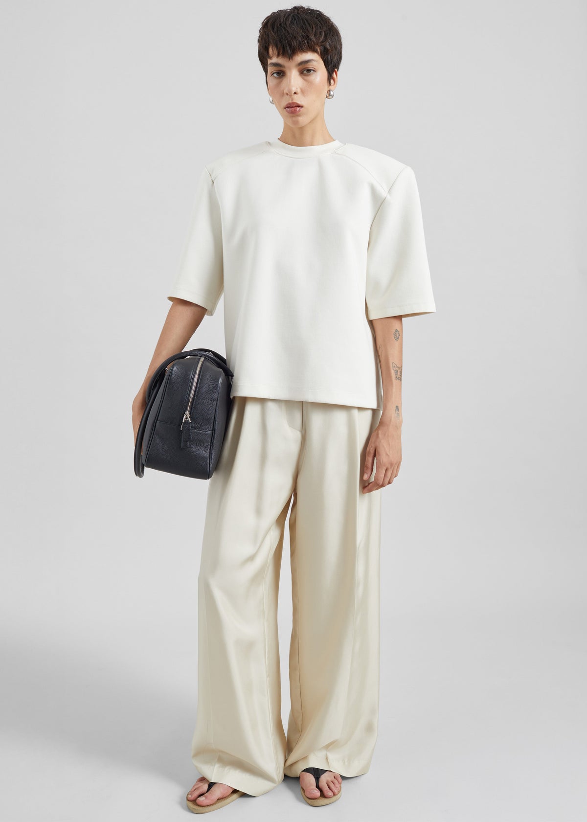 Alwen Neoprene Padded T-Shirt - Off White - 2
