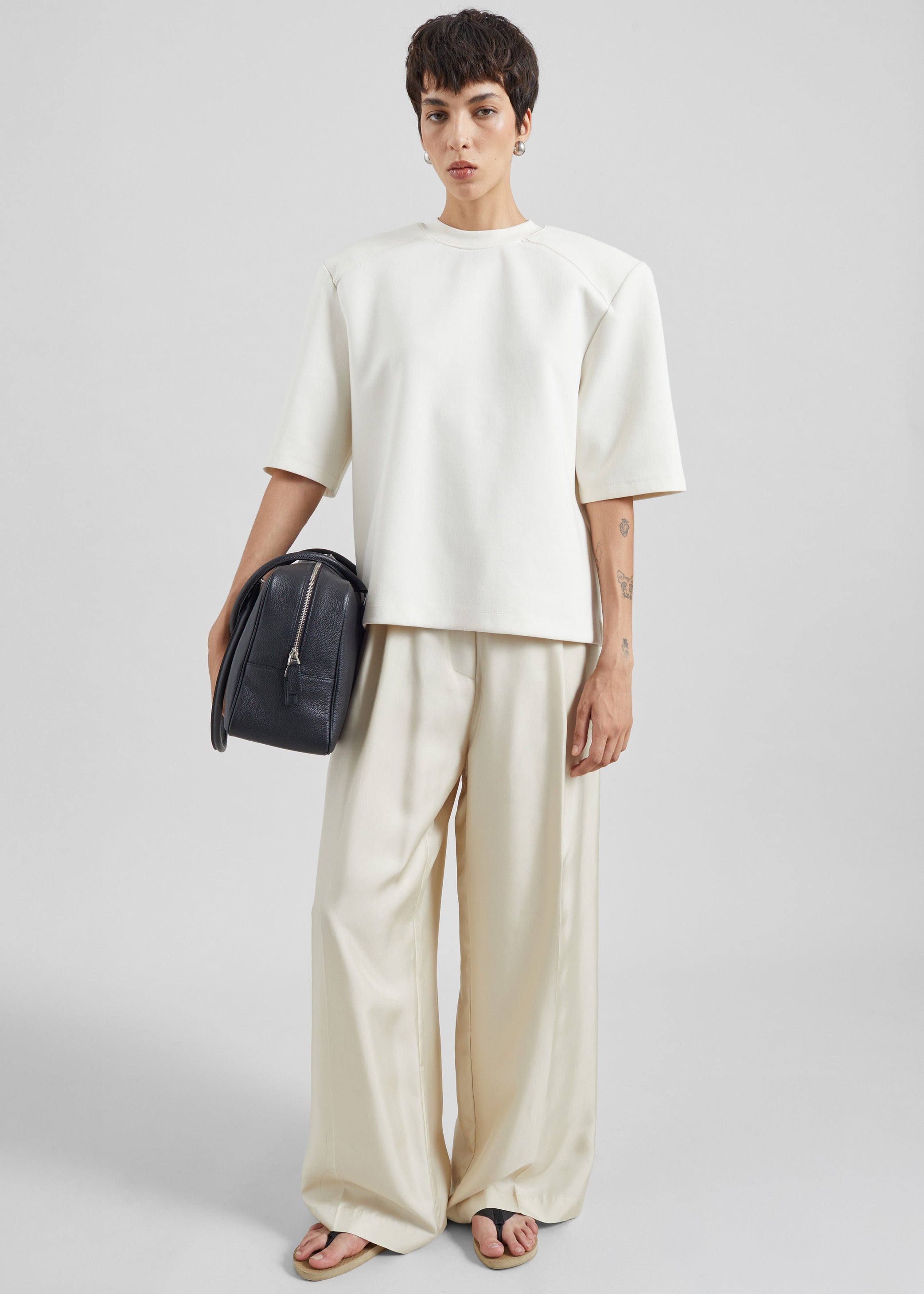 Shop the look image for Alwen Neoprene Padded T-Shirt - Off White