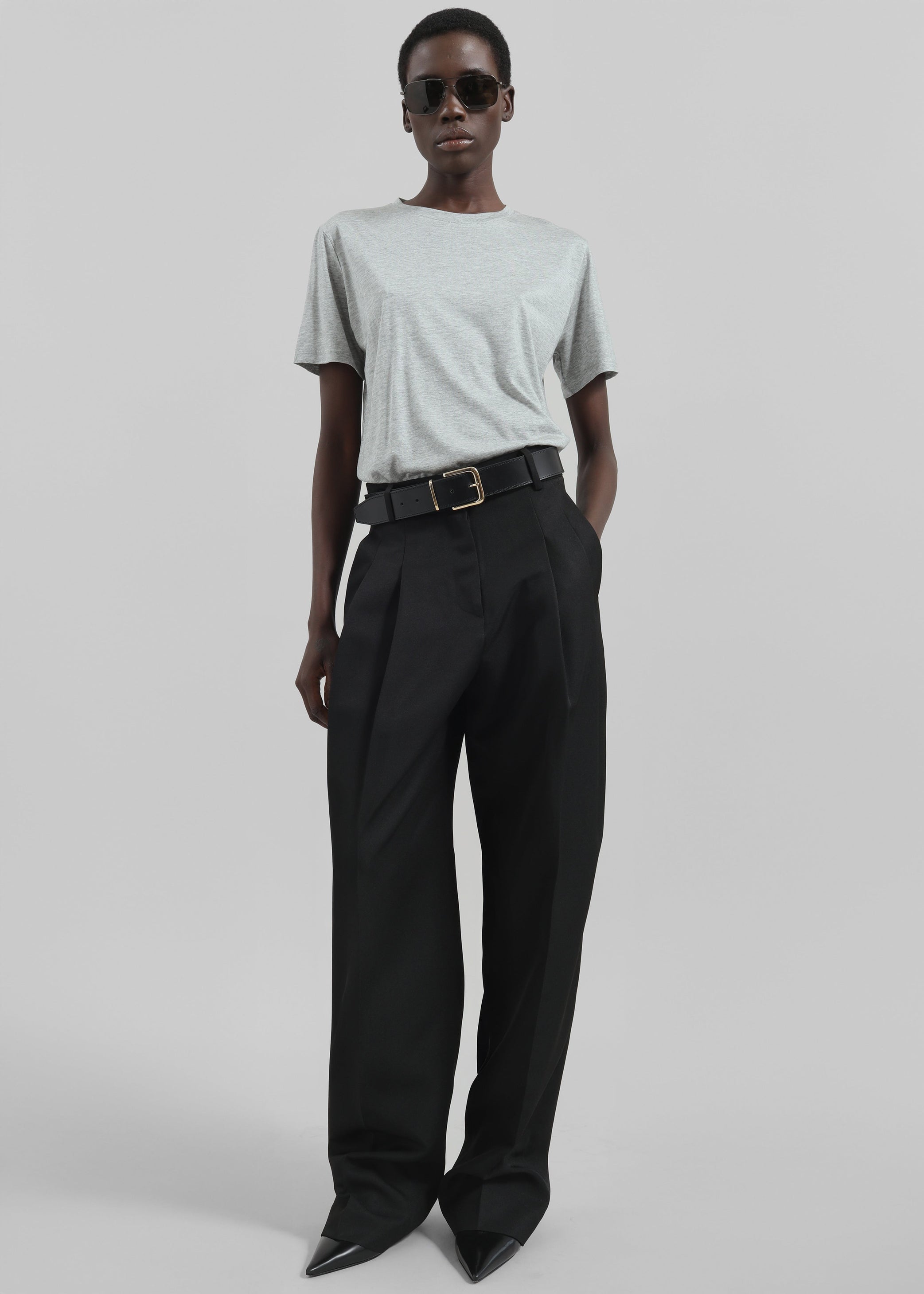 Shop the look image for Amal Fluid Tee - Grey Melange