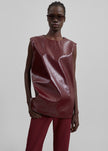 Amaris Crackled Faux Leather Tank Top - Burgundy
