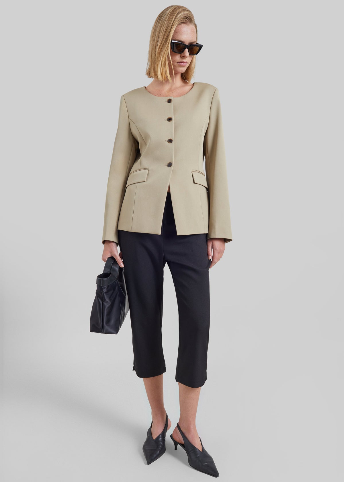 Amboise Collarless Blazer - Beige - 6