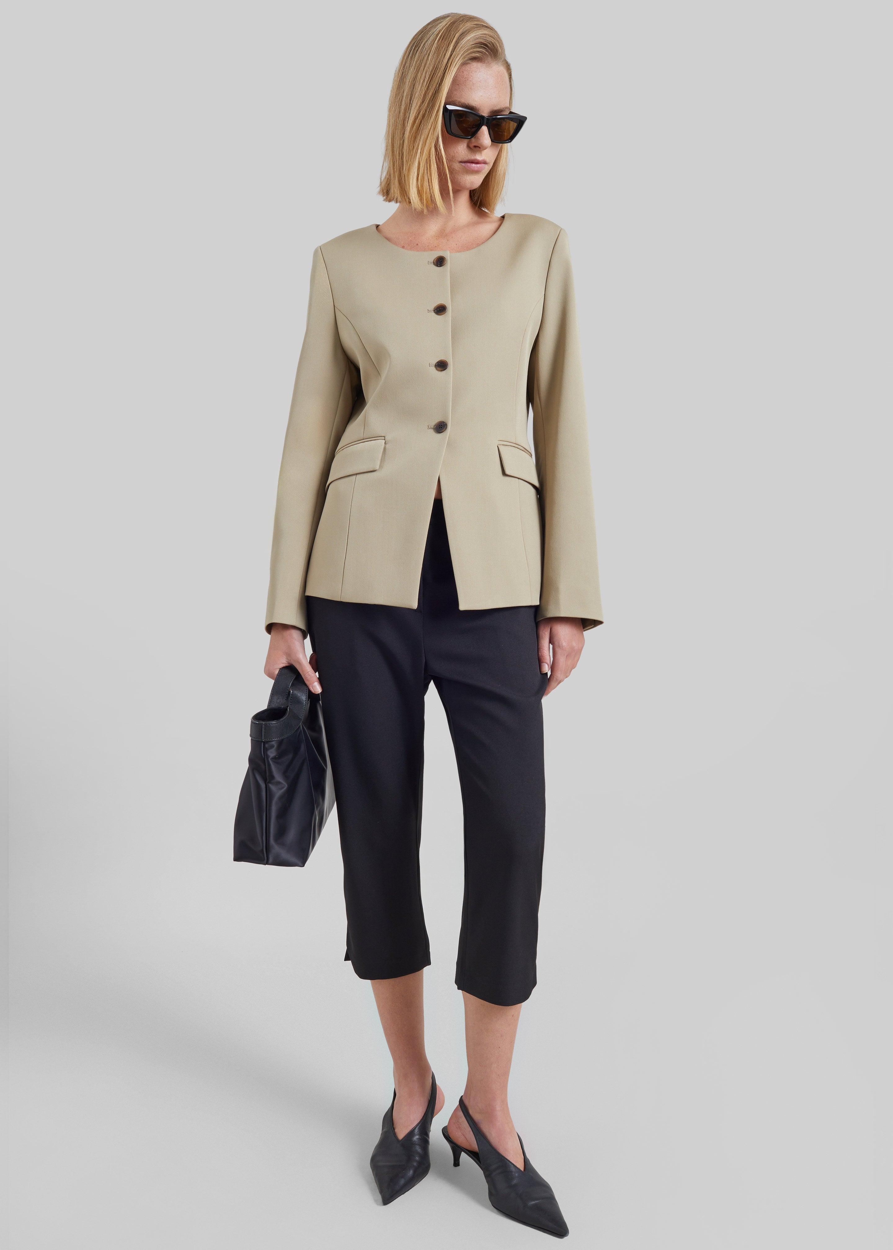 Amboise Collarless Blazer - Beige - 6