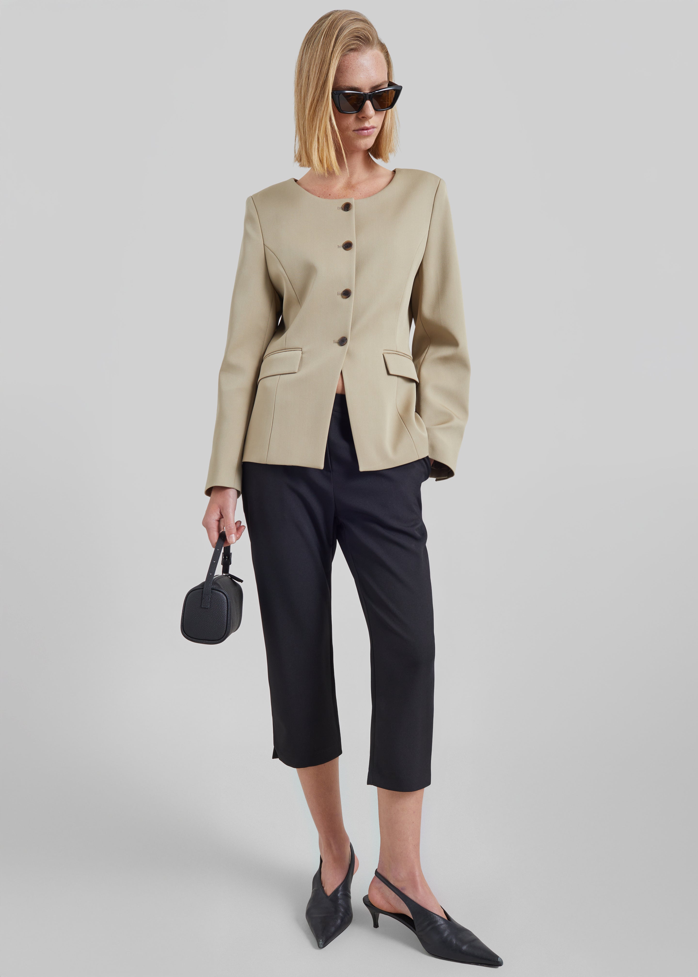 Amboise Collarless Blazer - Beige - 4