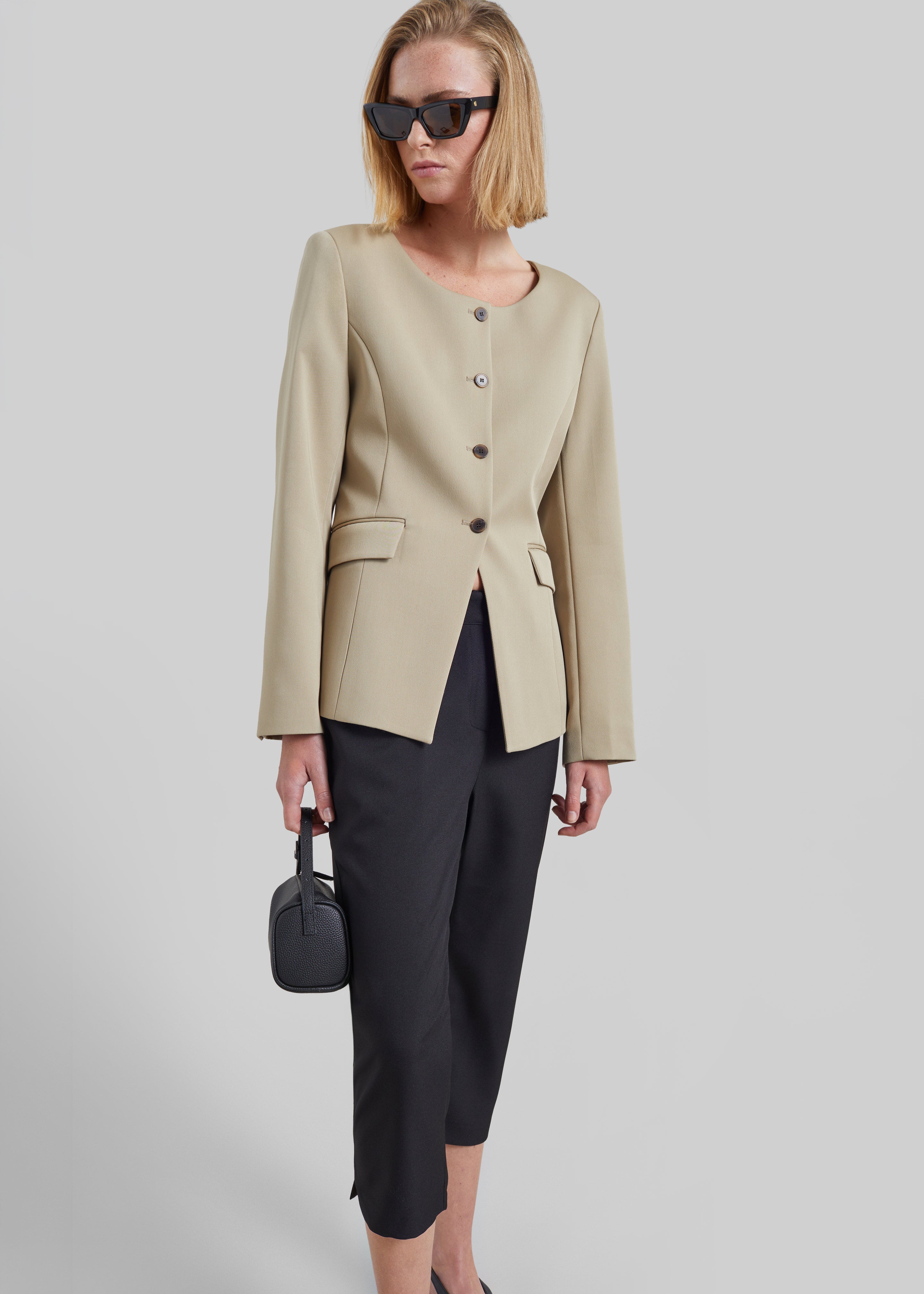 Amboise Collarless Blazer - Beige - 7