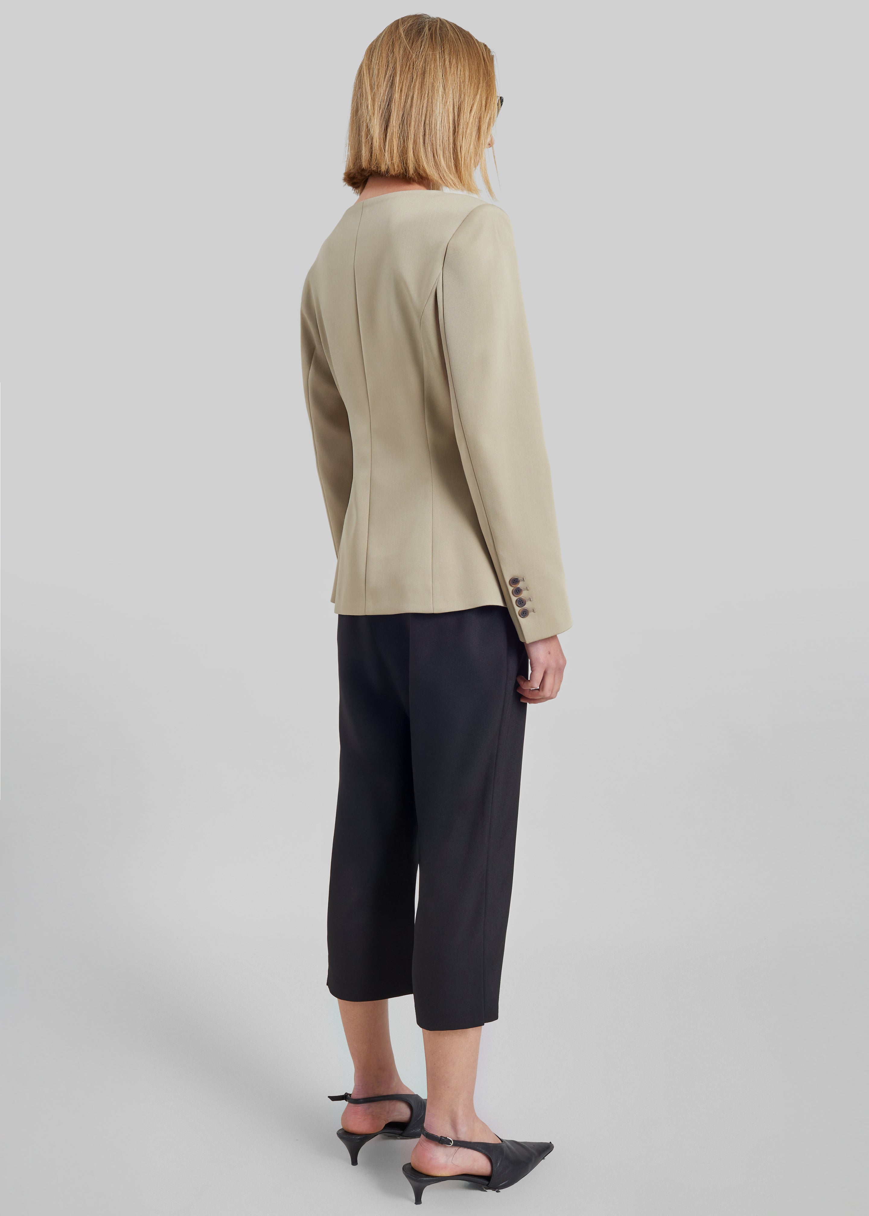 Amboise Collarless Blazer - Beige - 8