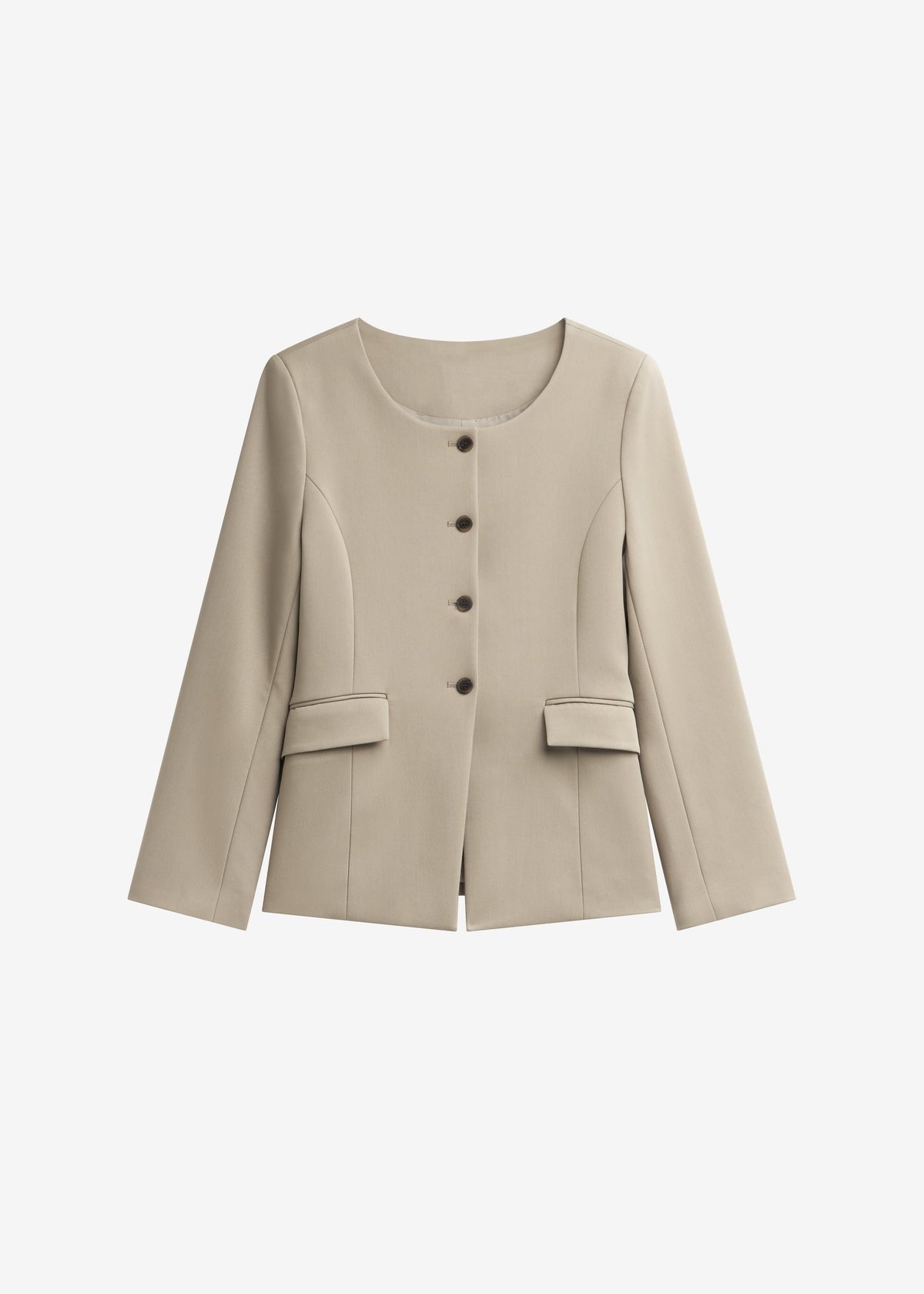 Amboise Collarless Blazer - Beige - 9