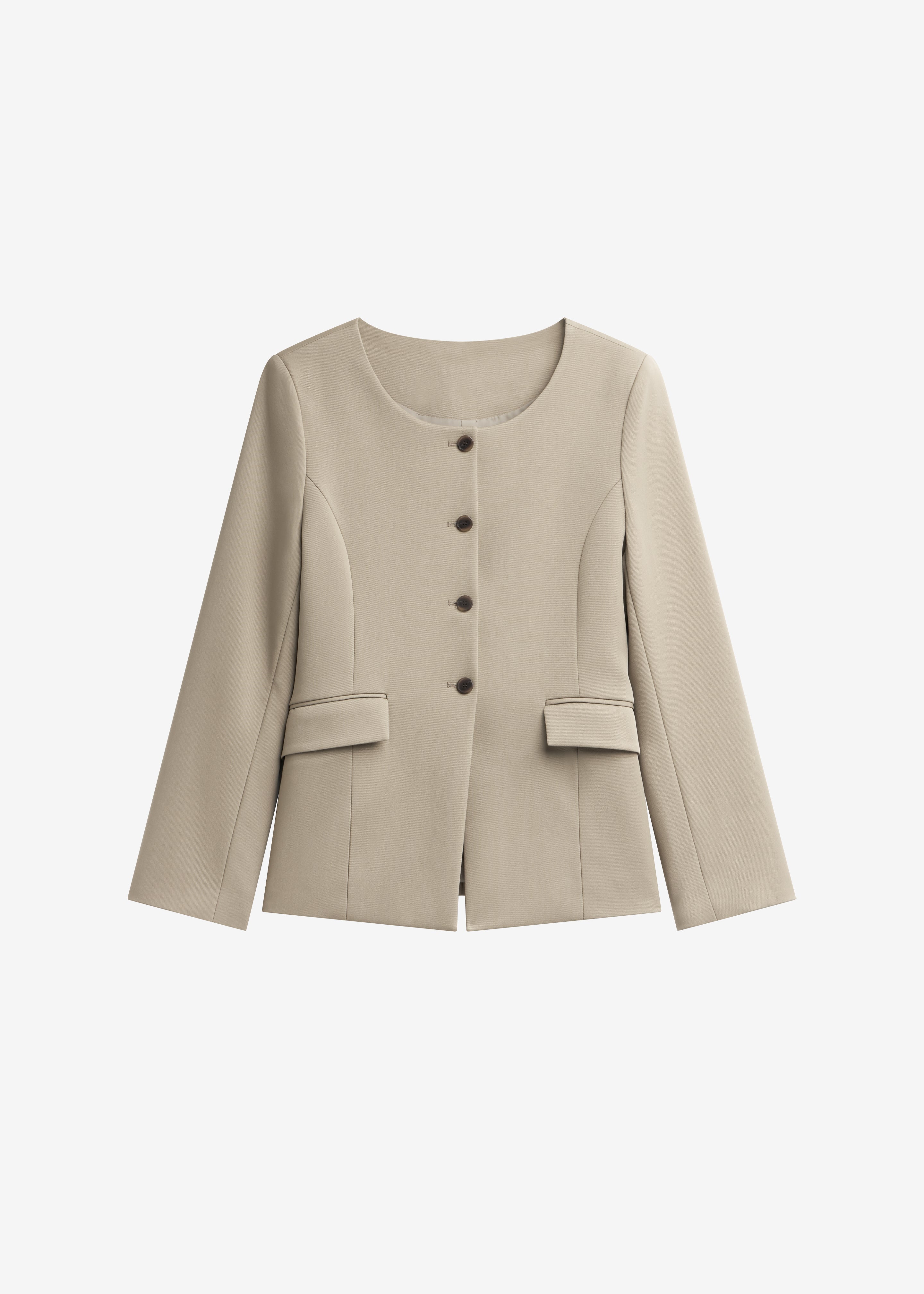 Amboise Collarless Blazer - Beige - 9