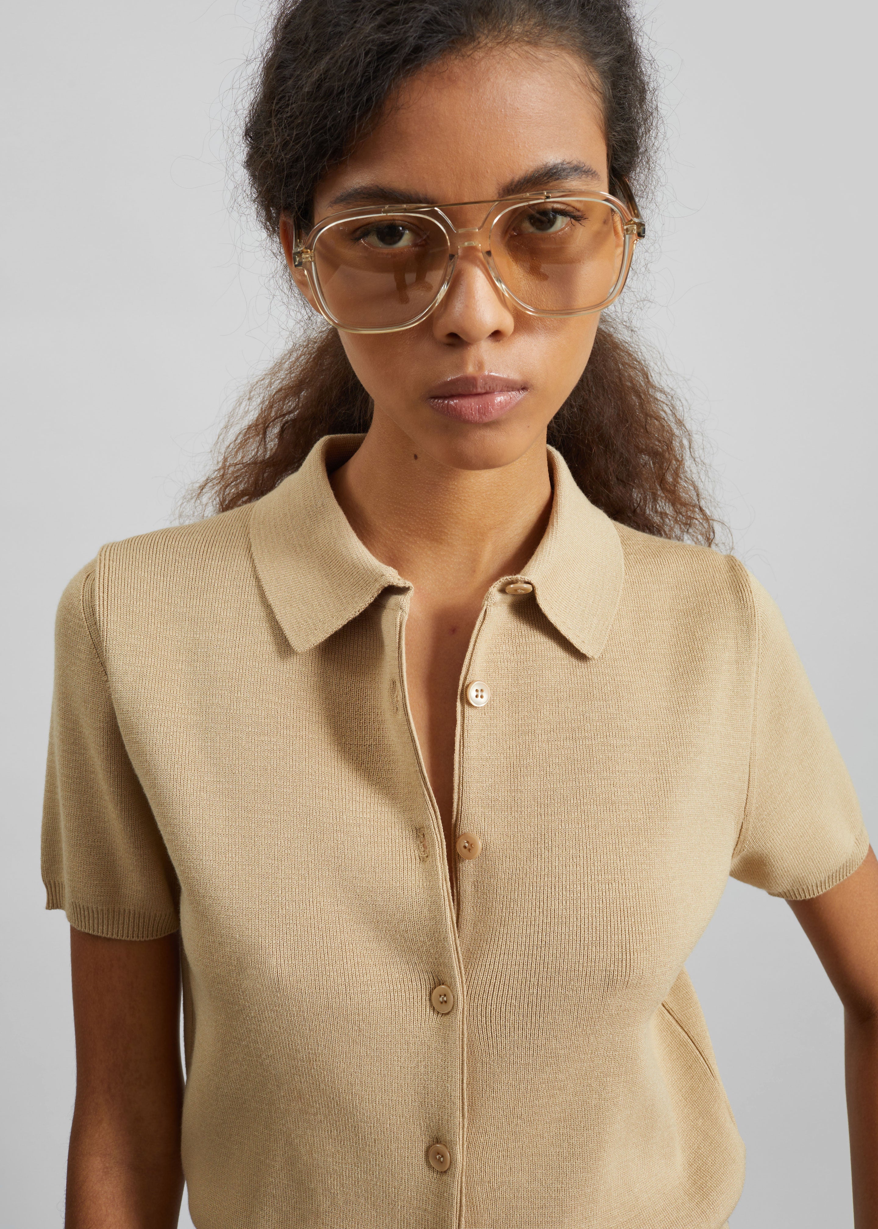 Amelot Knit Short Sleeve Cardigan - Beige – The Frankie Shop Europe