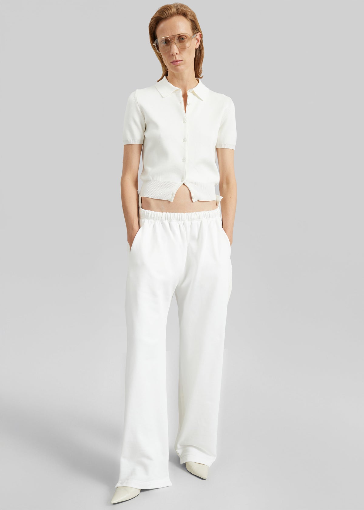 Amelot Knit Short Sleeve Cardigan - White - 5