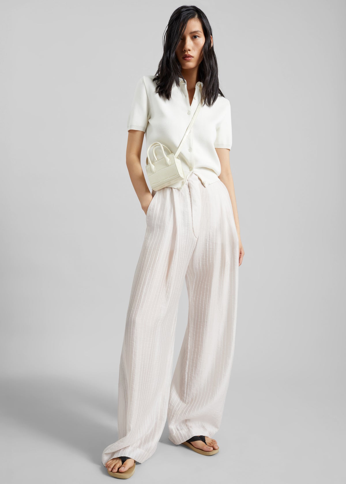 Amelot Knit Short Sleeve Cardigan - White - 2