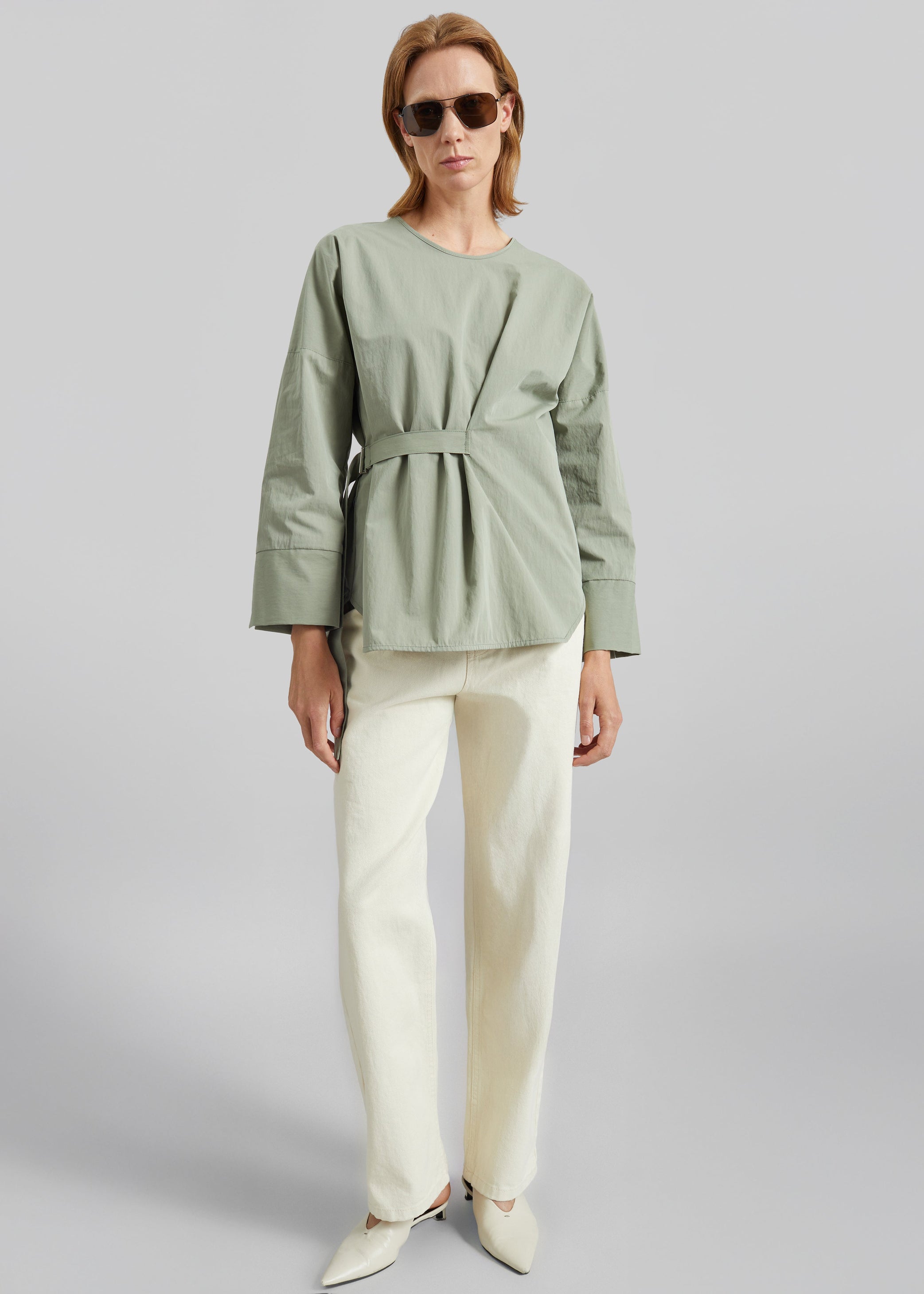 Shop the look image for Ames Belted Top - Sage