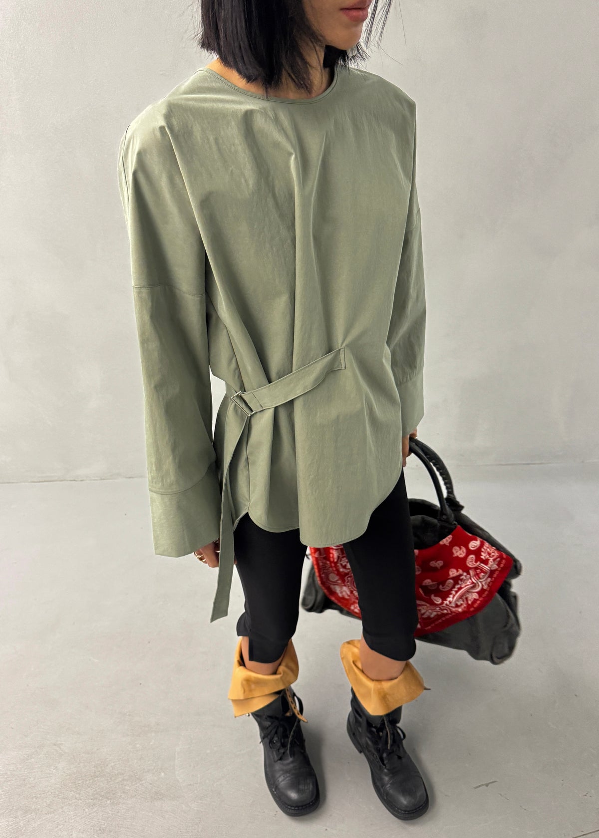 Ames Belted Top - Sage - 6