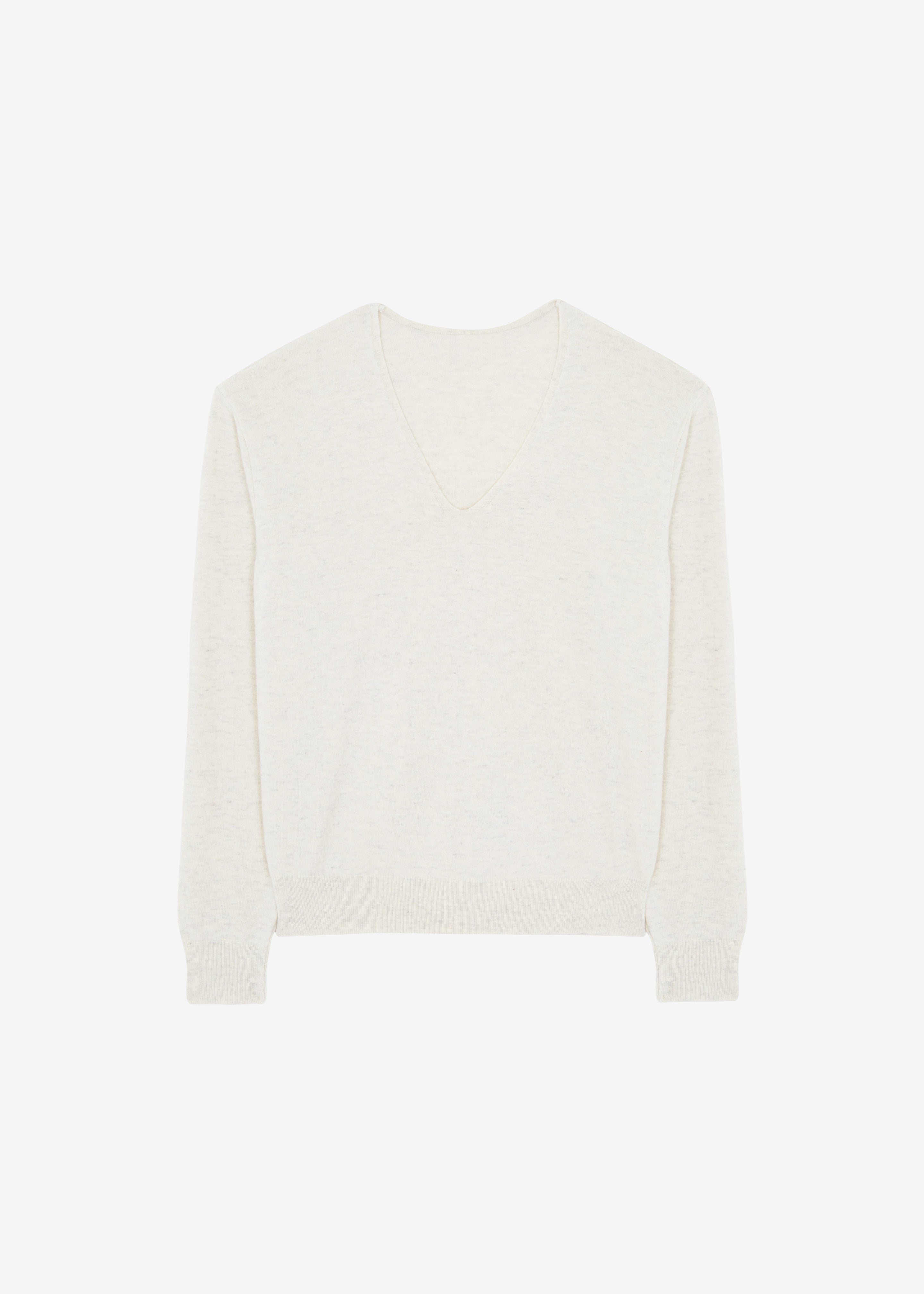 Ames V Neck Sweater - Oat Melange - 11