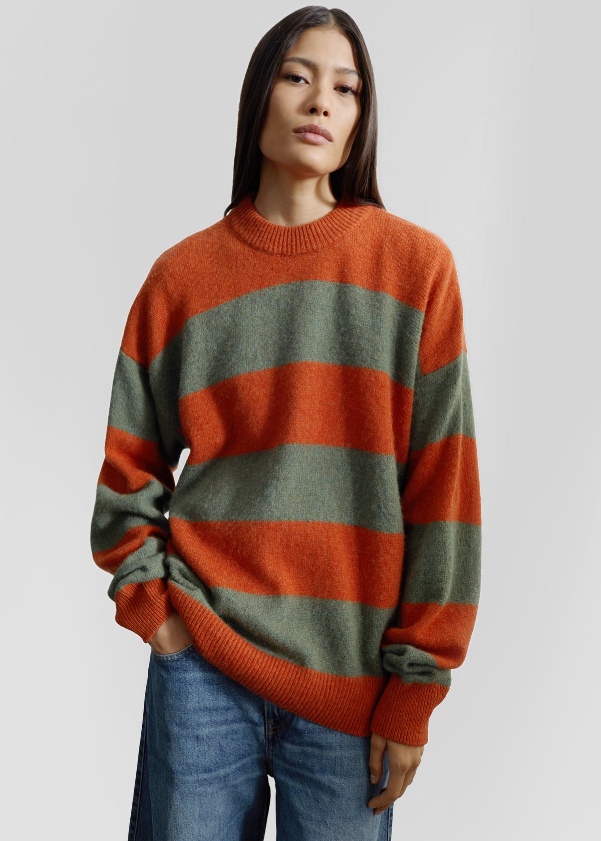 Amish Supplies Crewneck Sweater - Sage/Orange - 5