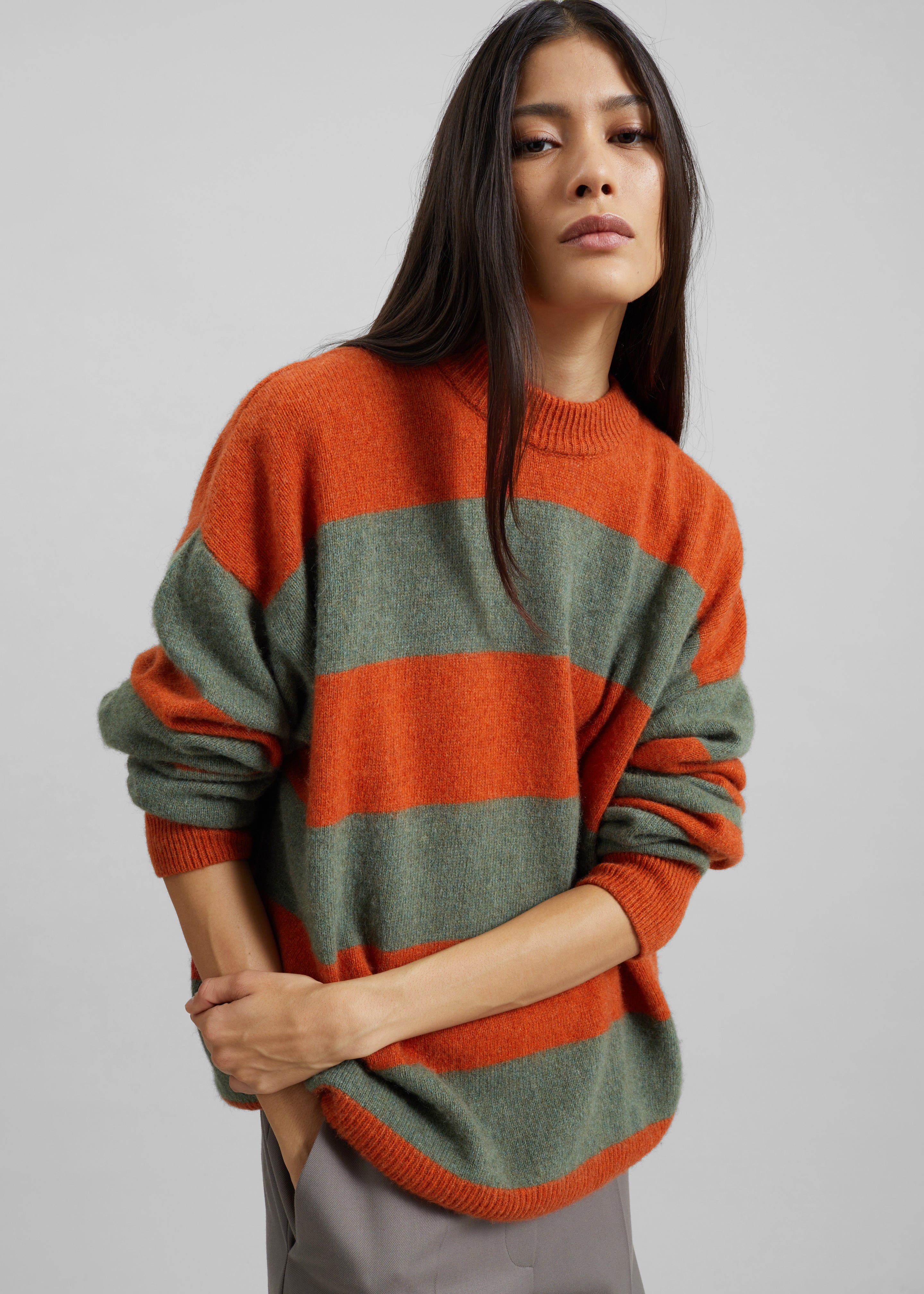 Amish Supplies Crewneck Sweater - Sage/Orange - 6