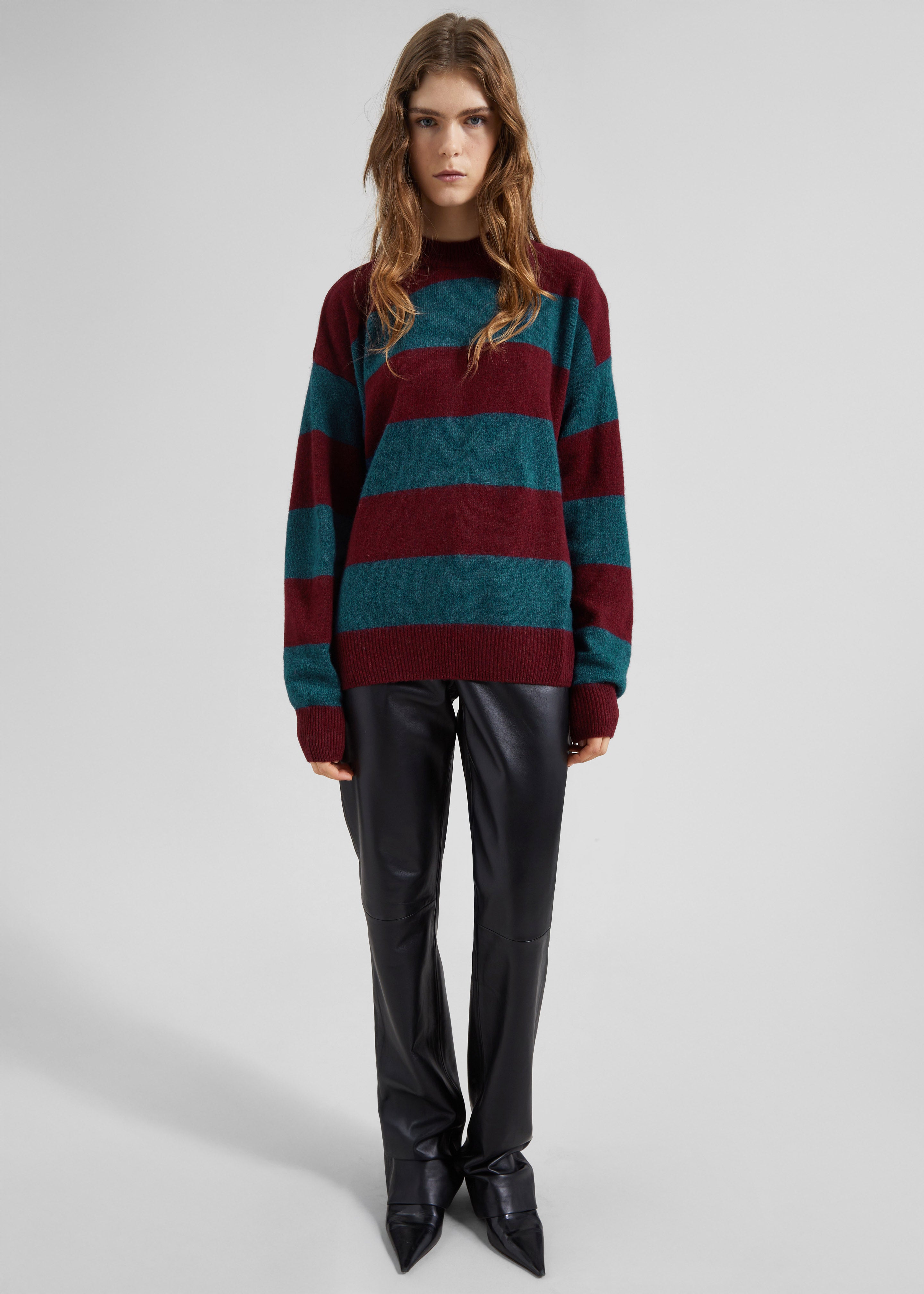 Amish Supplies Crewneck Sweater - Brick/Peacock - 2