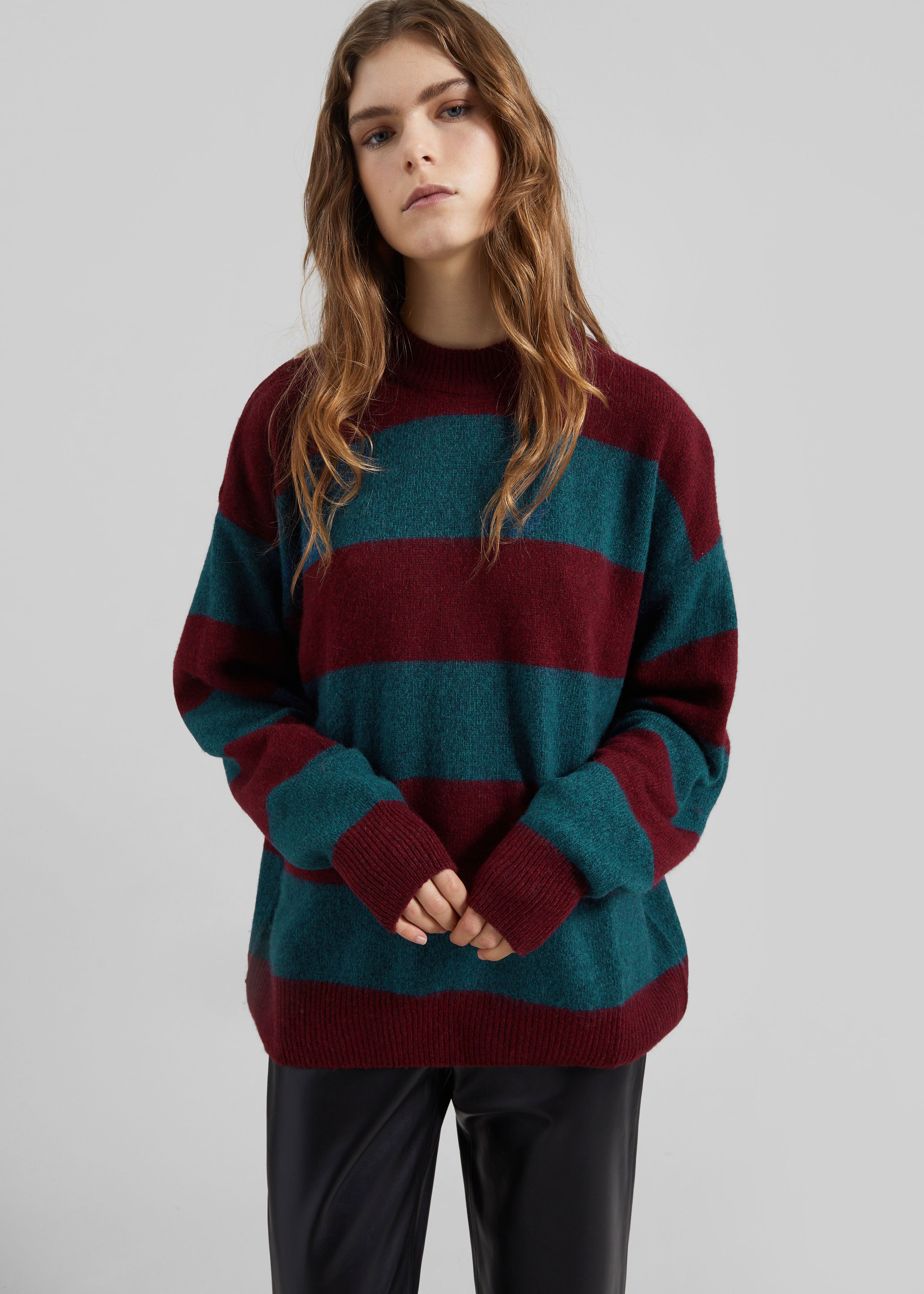 Amish Supplies Crewneck Sweater - Brick/Peacock - 4