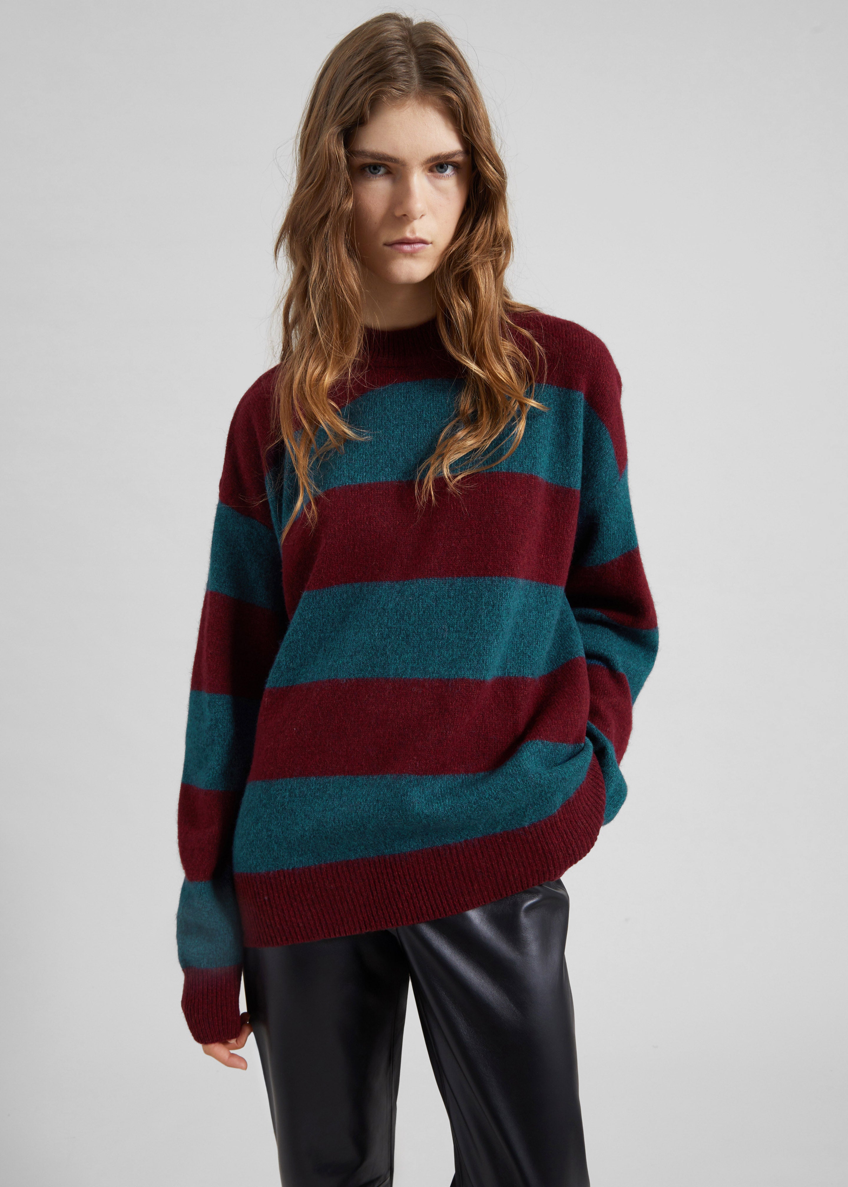 Amish Supplies Crewneck Sweater - Brick/Peacock - 1