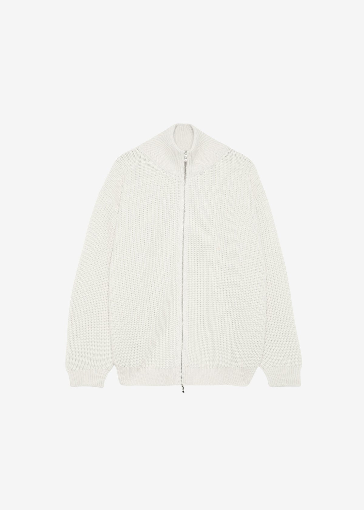 Amish Supplies Zip-Up Ribbed Knit Cardigan - White