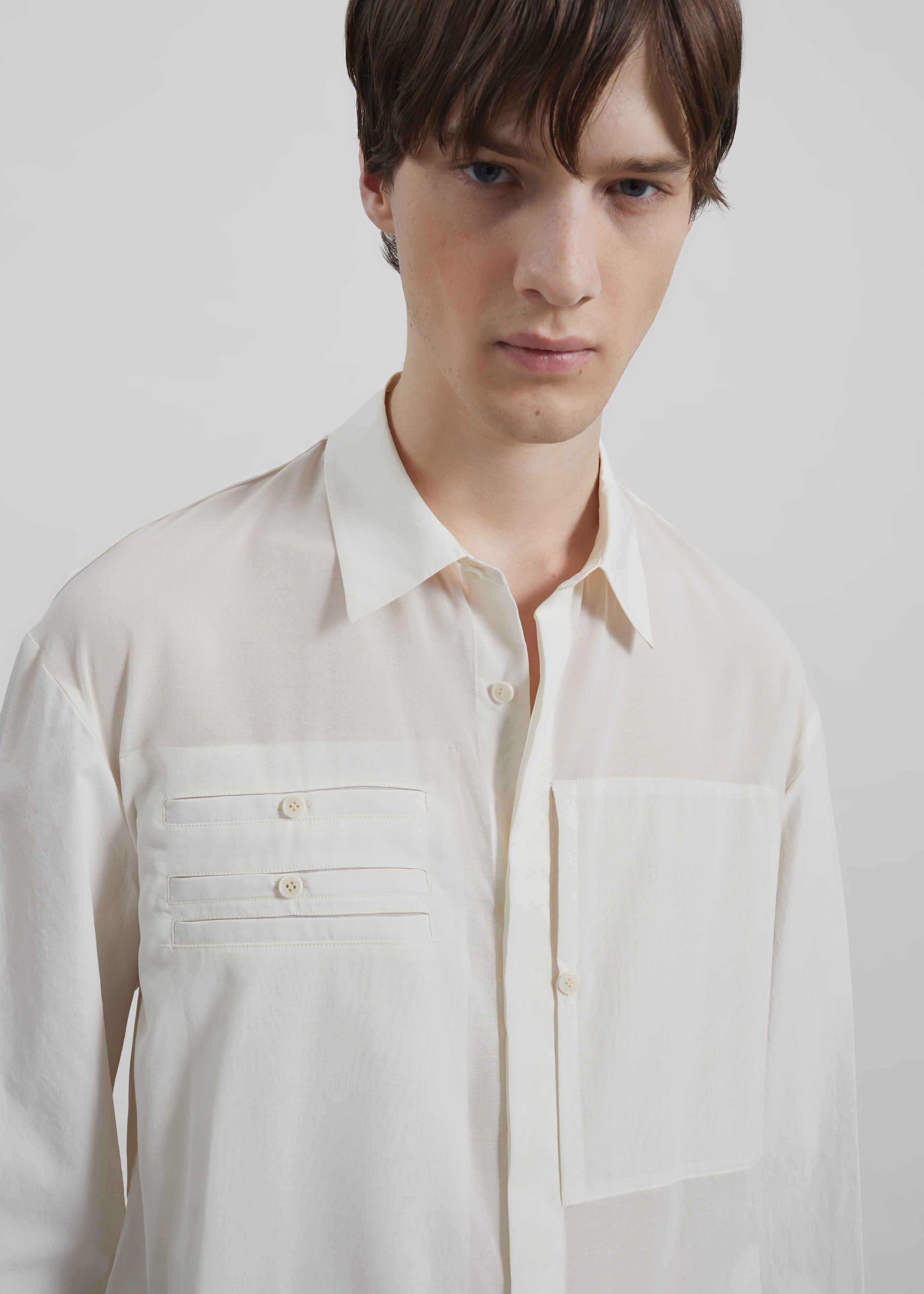 Amomento Drawer Pocket Shirt - Ivory - 3