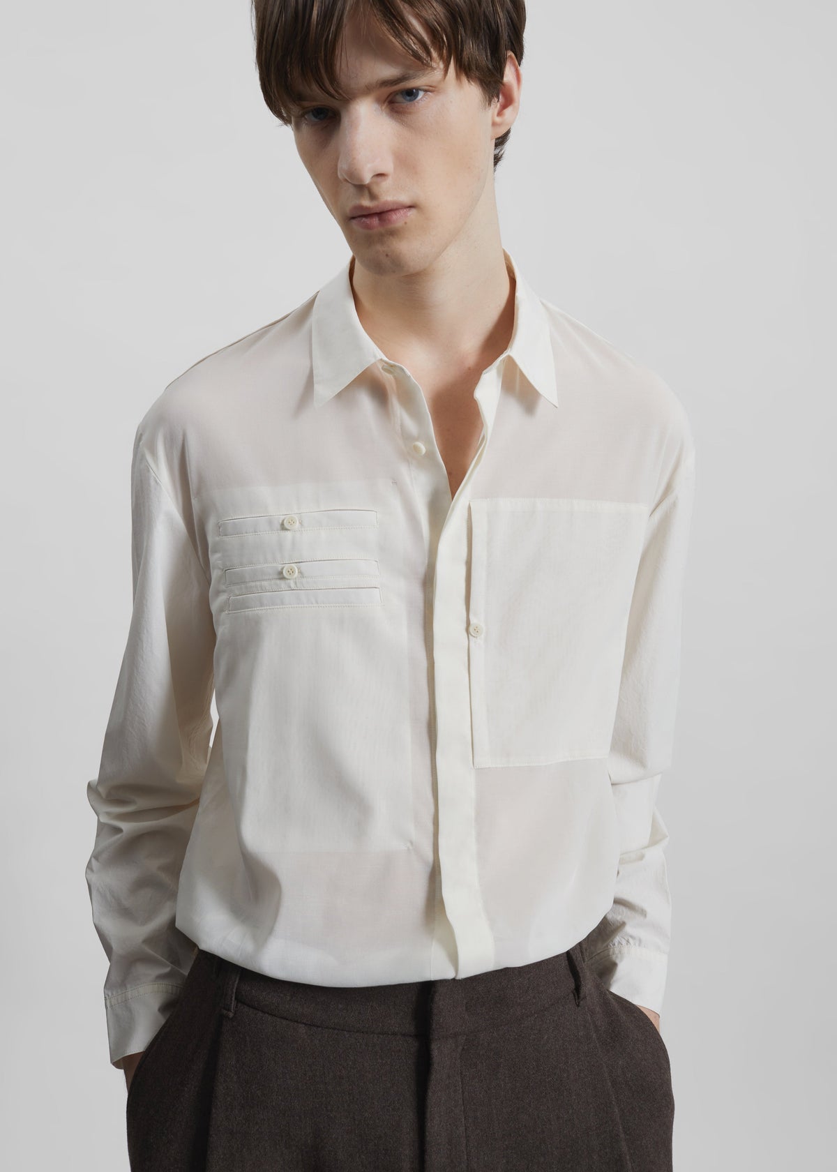 Amomento Drawer Pocket Shirt - Ivory - 2