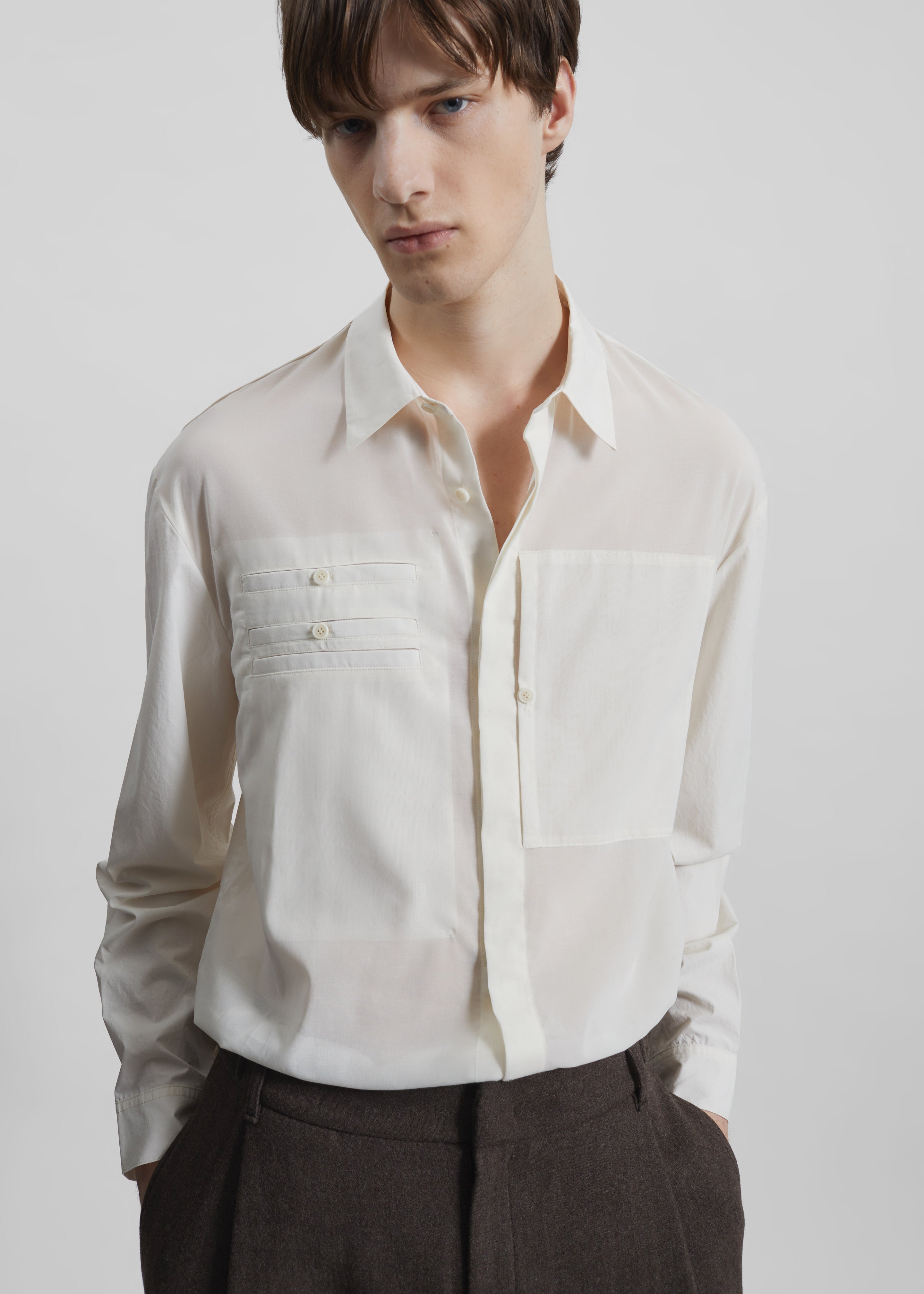 Amomento Drawer Pocket Shirt - Ivory - 2