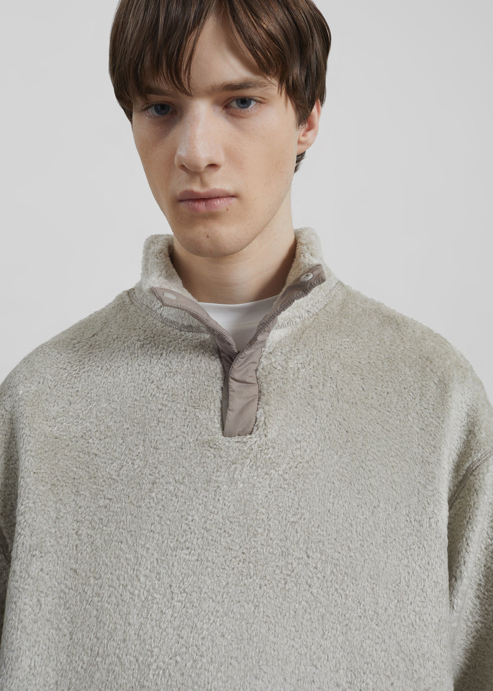 Amomento Fluffy Oversized Half Neck Pullover - Grey - 1