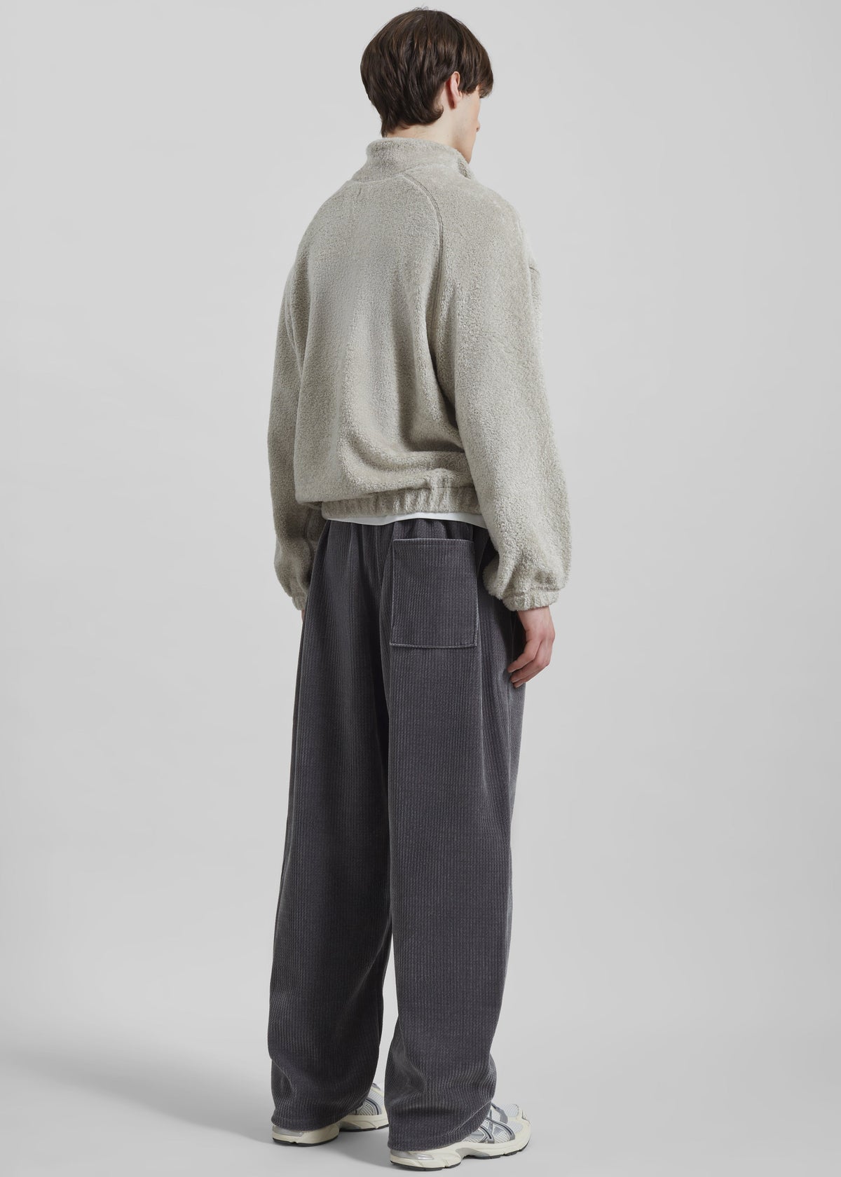 Amomento Fluffy Oversized Half Neck Pullover - Grey - 9