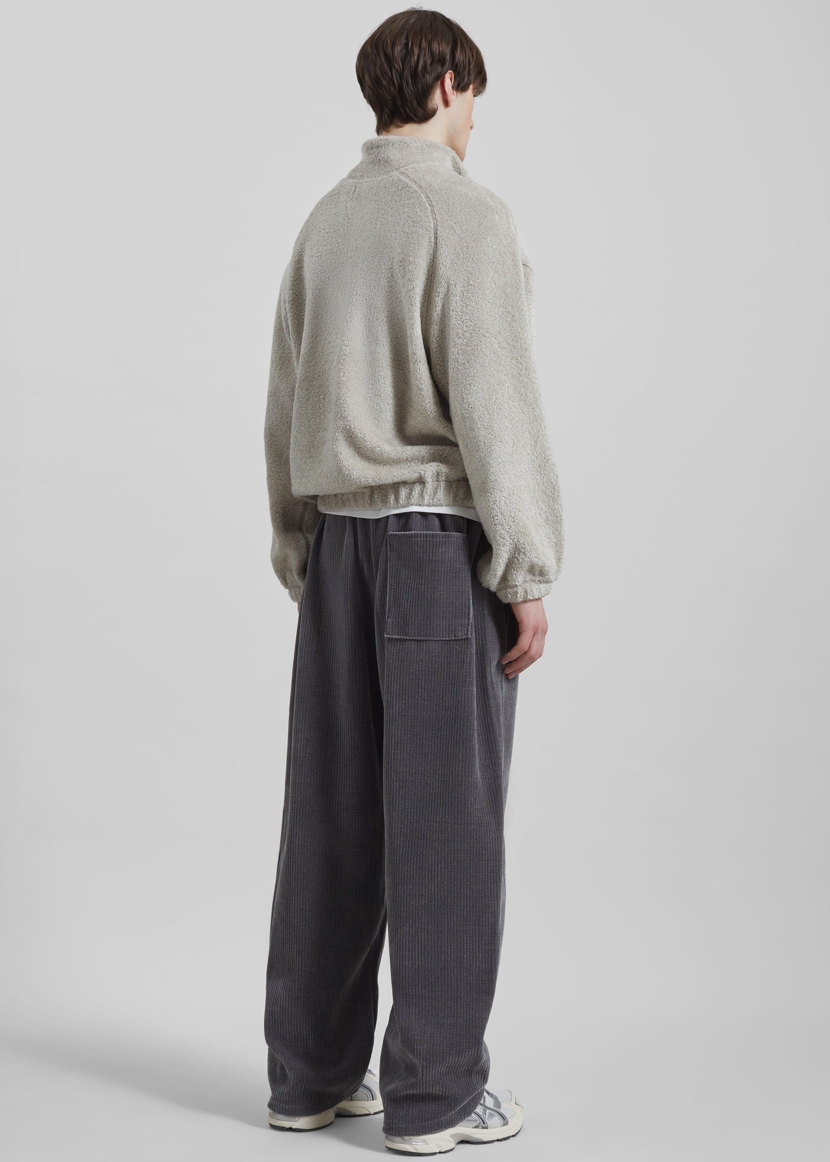 Amomento Fluffy Oversized Half Neck Pullover - Grey - 9