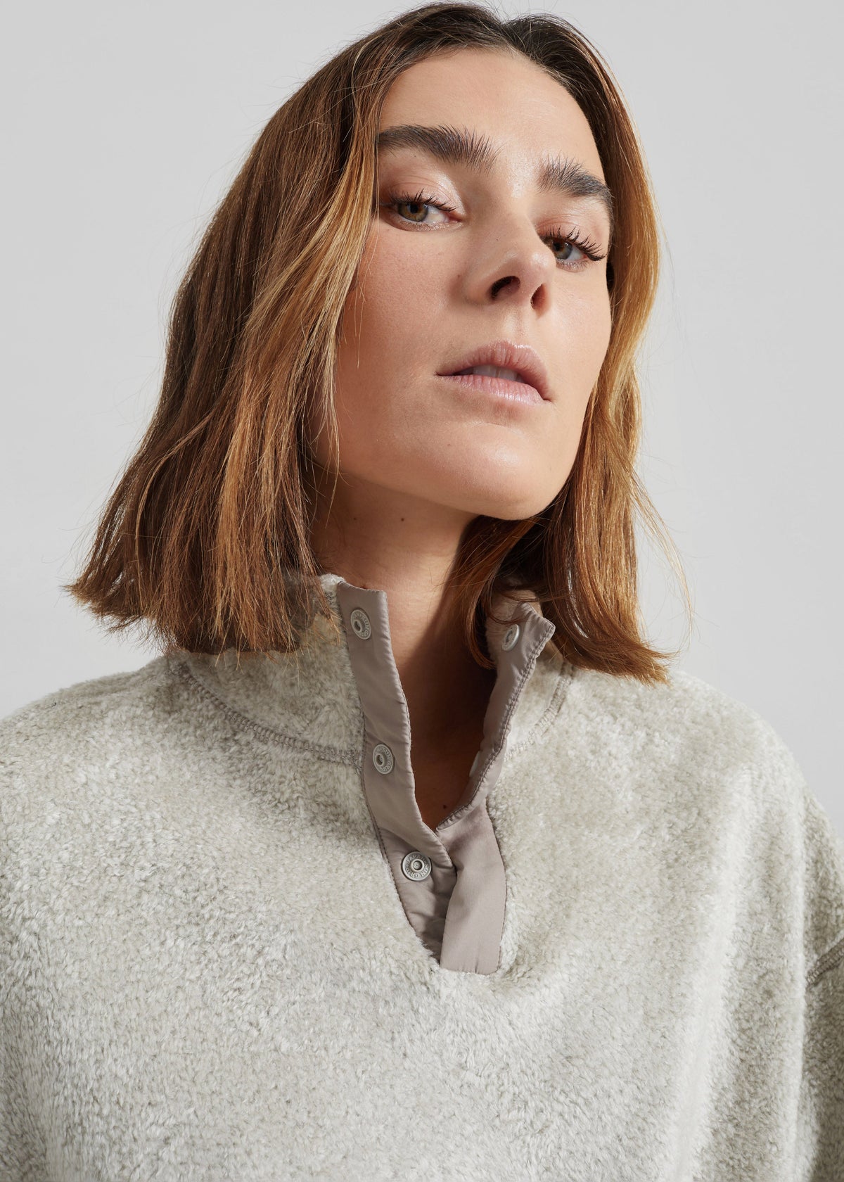 Amomento Fluffy Oversized Half Neck Pullover - Grey - 3