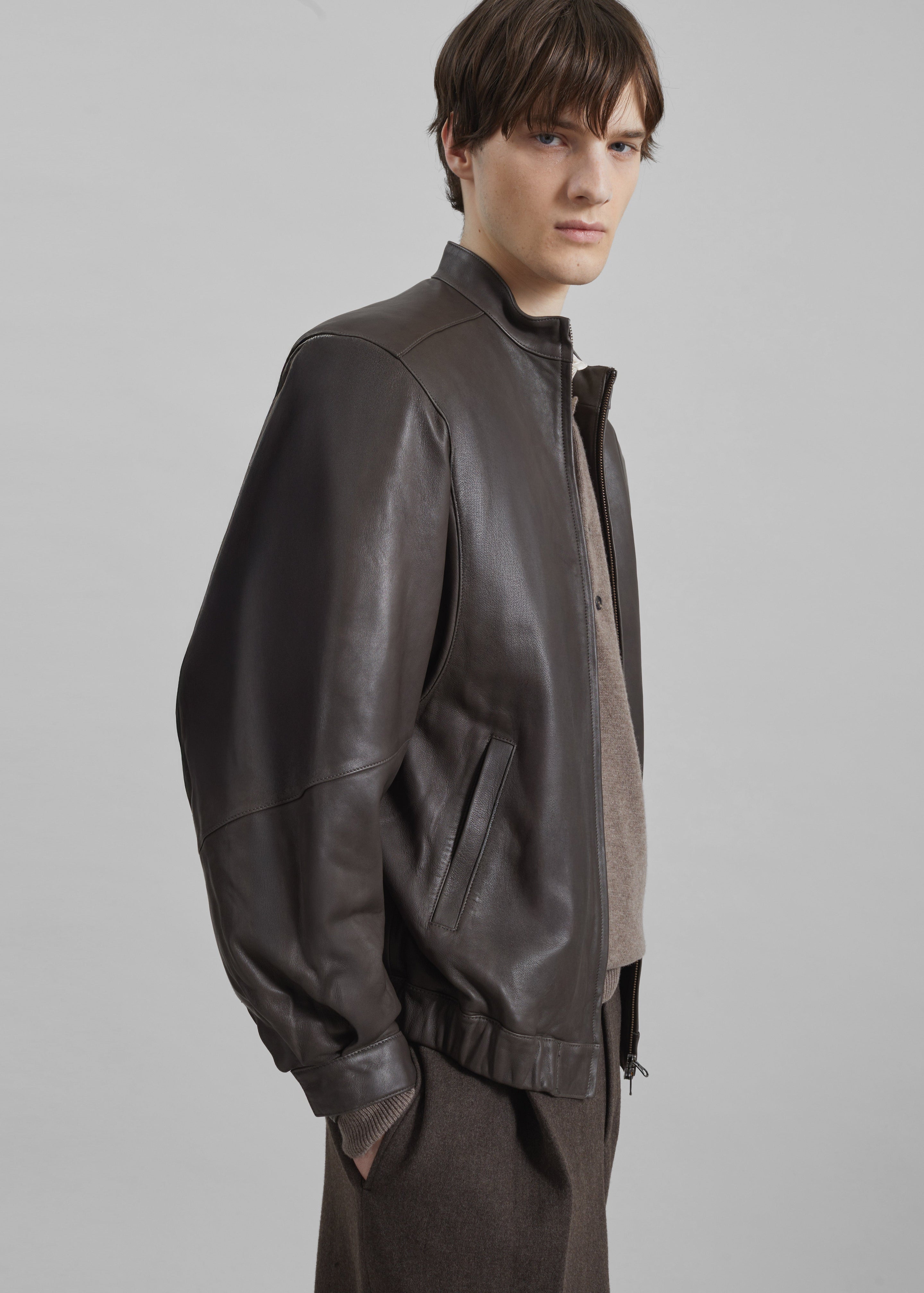 Amomento Lambskin Leather Blouson - Brown - 6 - [gender-male]
