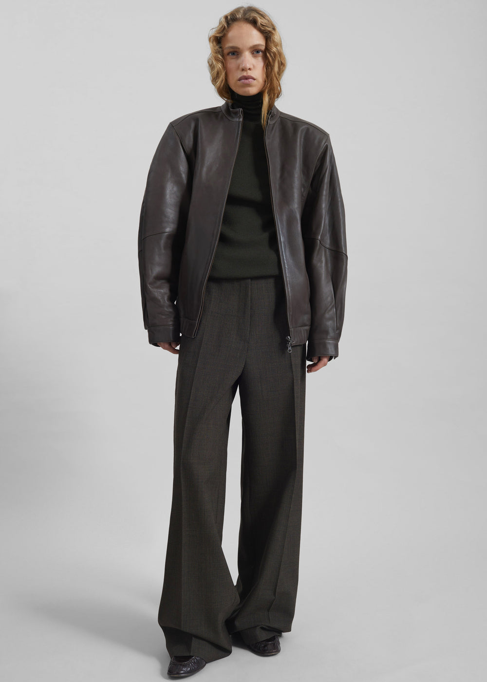 Amomento Lambskin Leather Blouson - Brown - 1