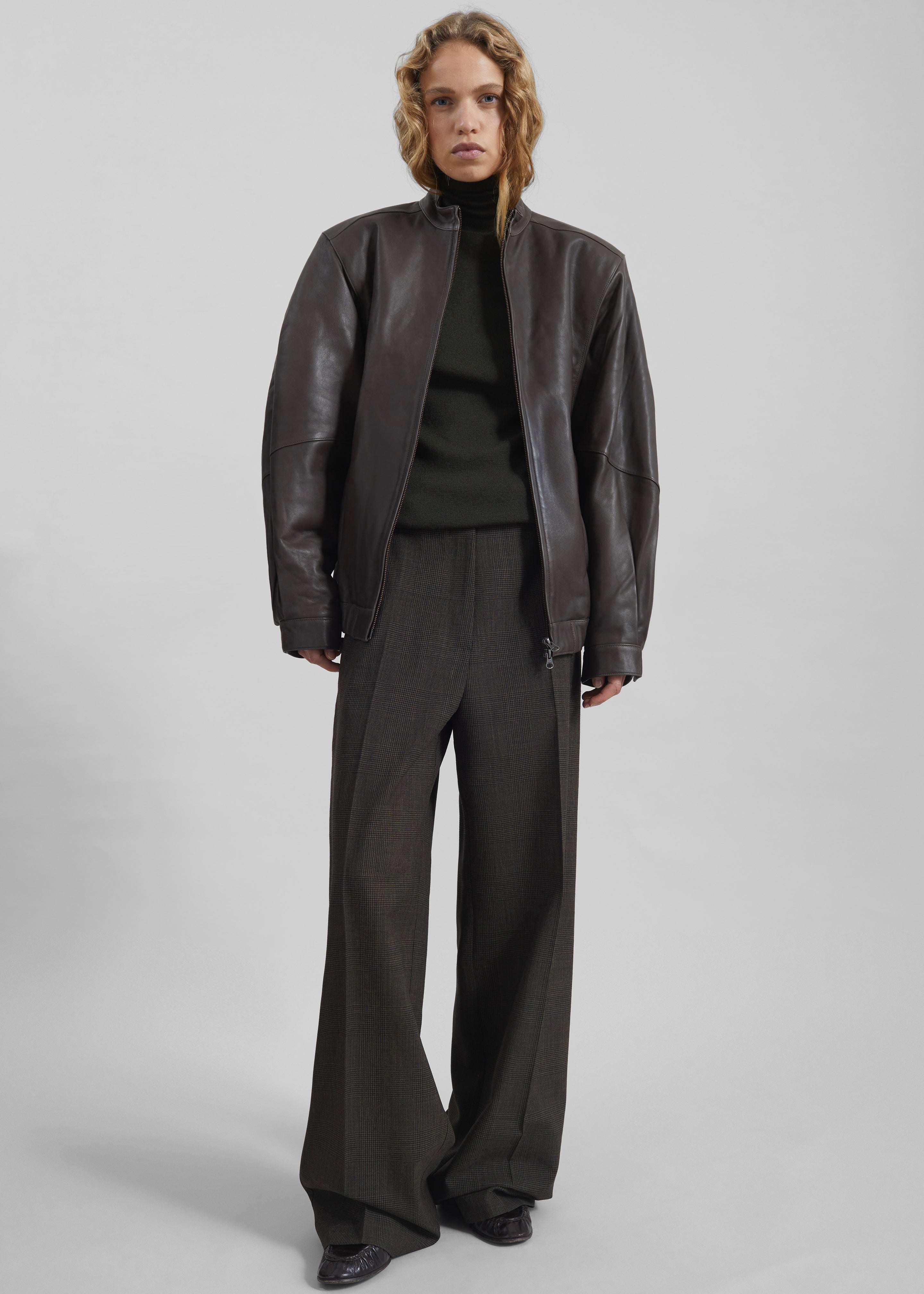Amomento Lambskin Leather Blouson - Brown - 2