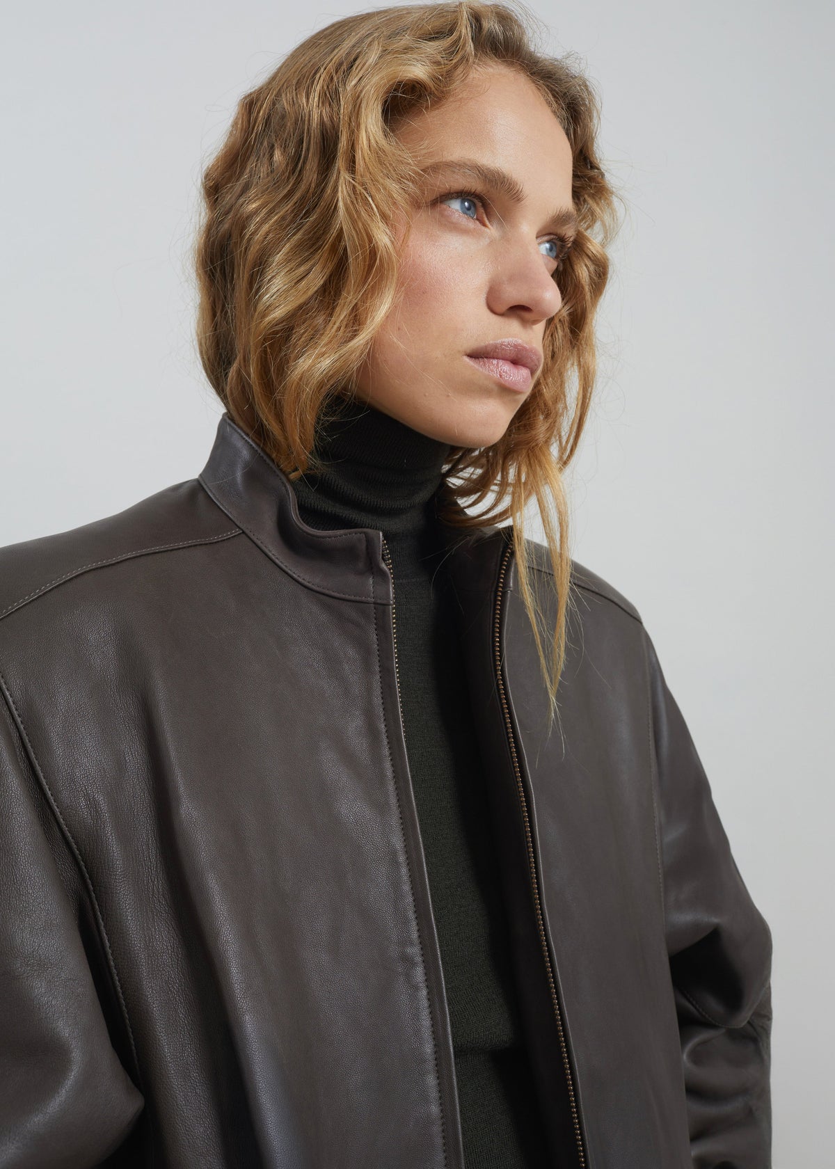 Amomento Lambskin Leather Blouson - Brown - 4