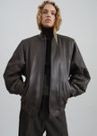 Amomento Lambskin Leather Blouson - Brown
