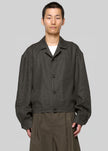 Amomento Linen Crop Jacket - Khaki Grey