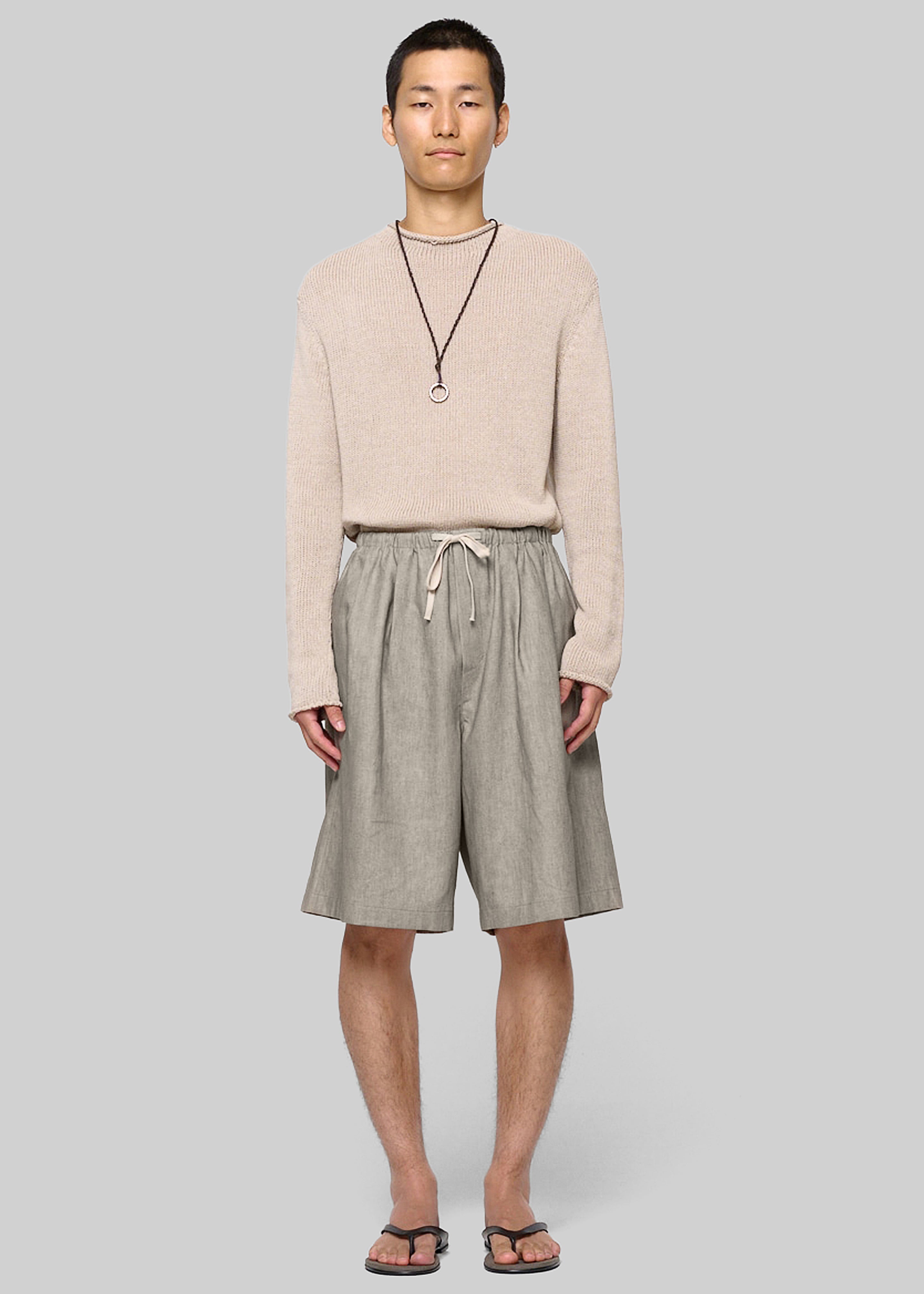 Amomento Linen Drawstring Shorts - Beige - 1