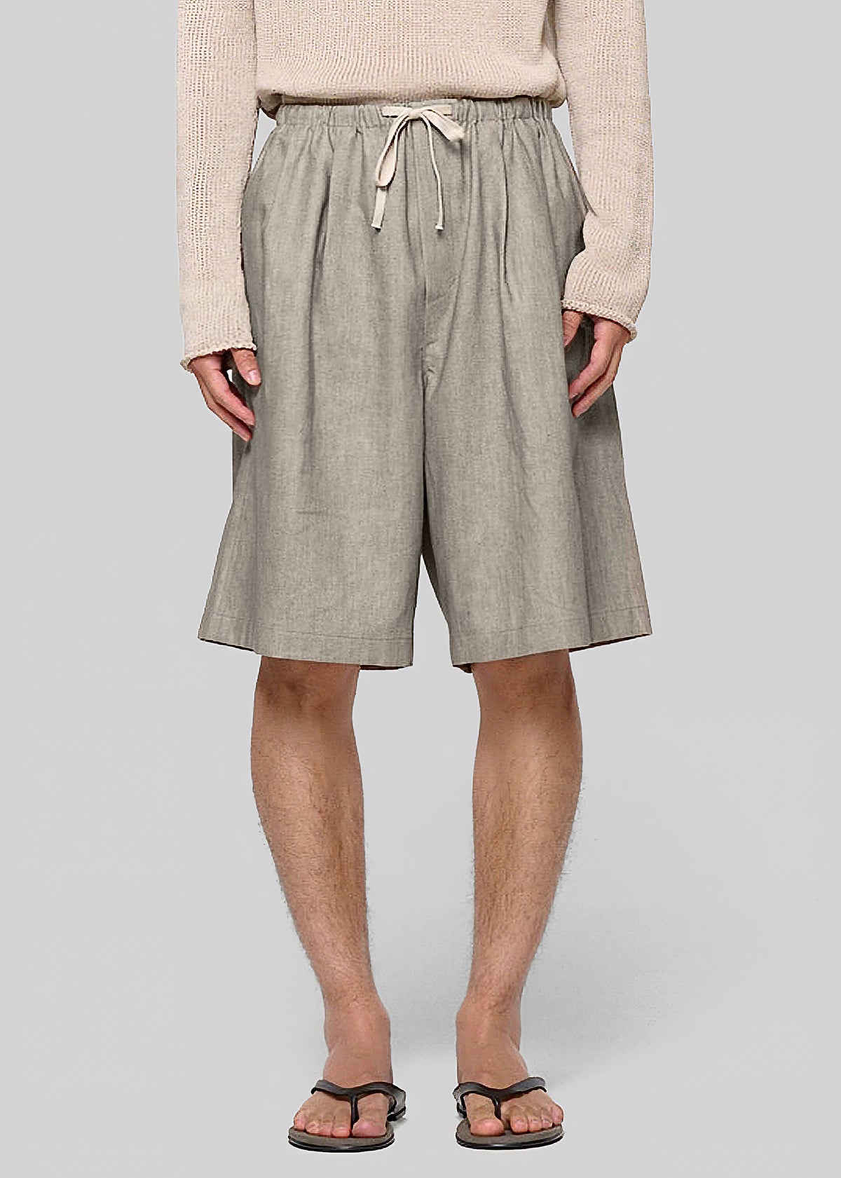 Amomento Linen Drawstring Shorts - Beige - 2