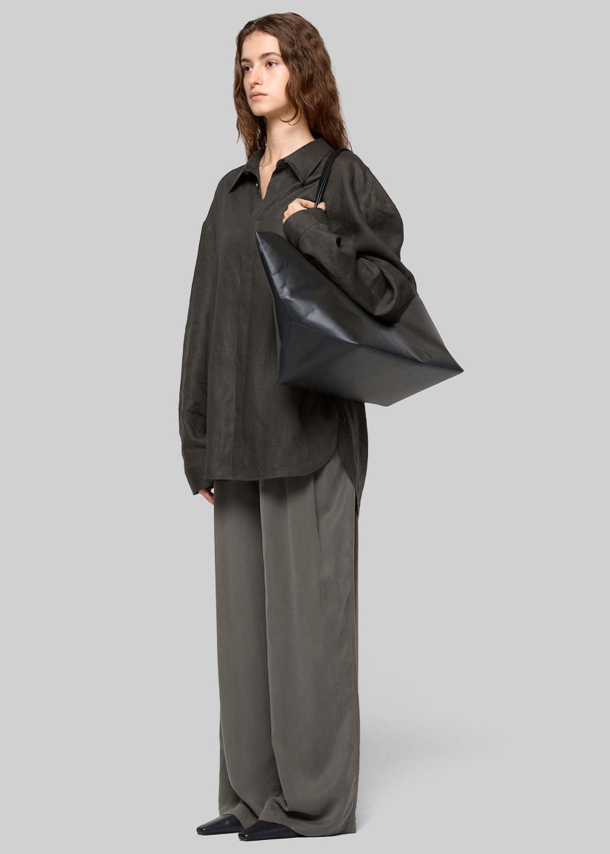 Amomento Linen Oversized Shirt - Khaki Grey - 2