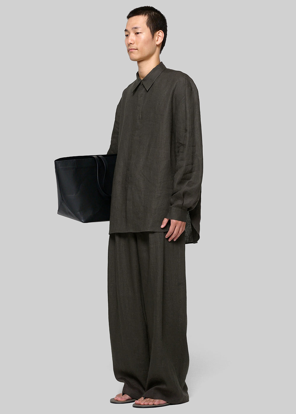Amomento Linen Oversized Shirt - Khaki Grey