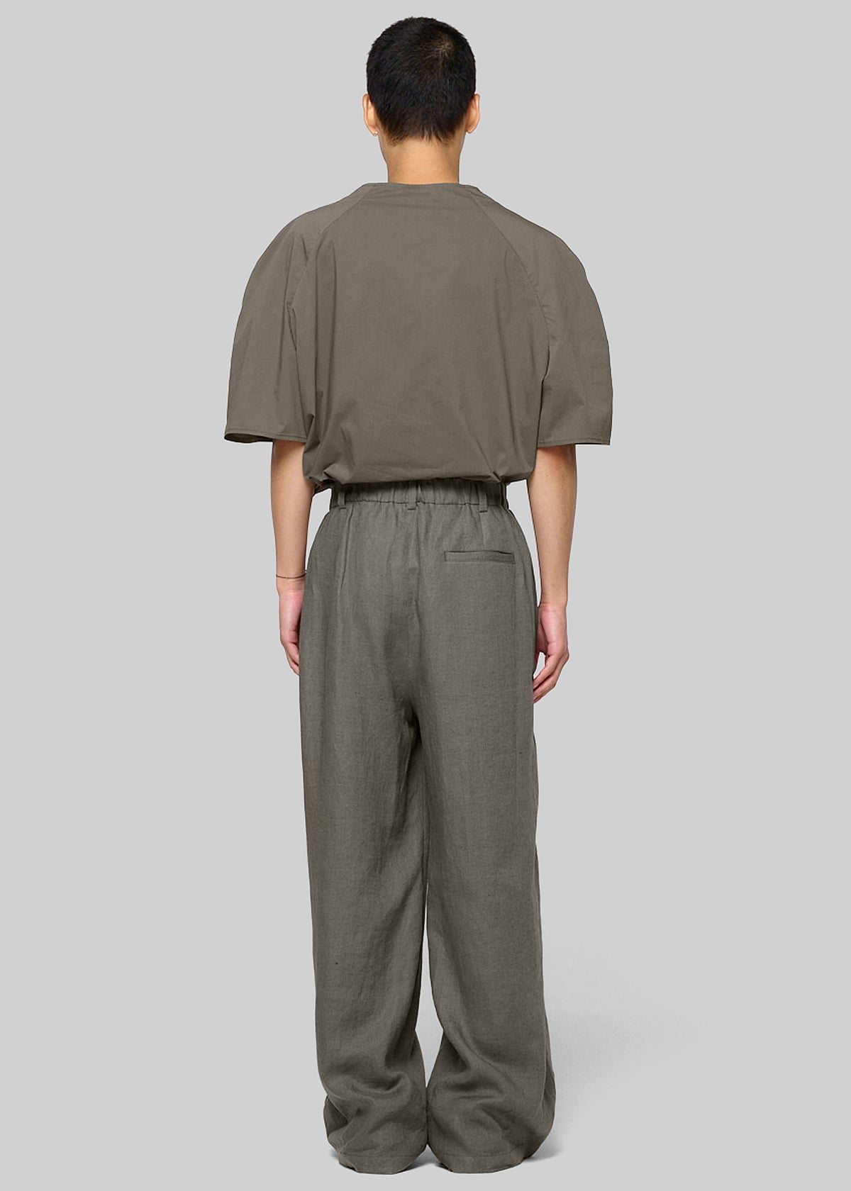 Amomento Linen Two Tuck Wide Pants - Khaki - 4