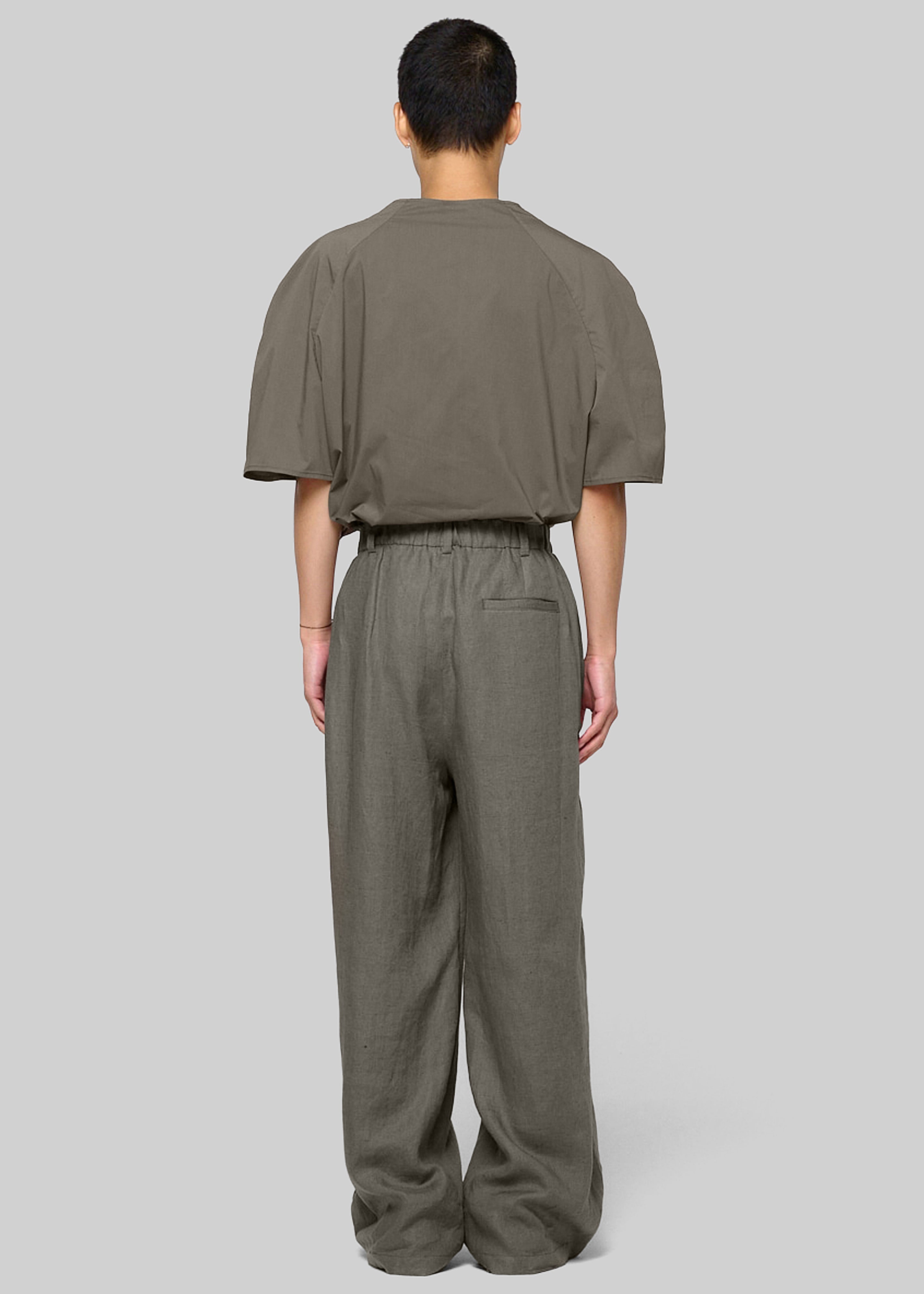 Amomento Linen Two Tuck Wide Pants - Khaki - 4