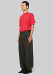Amomento Linen Two Tuck Wide Pants - Khaki Grey