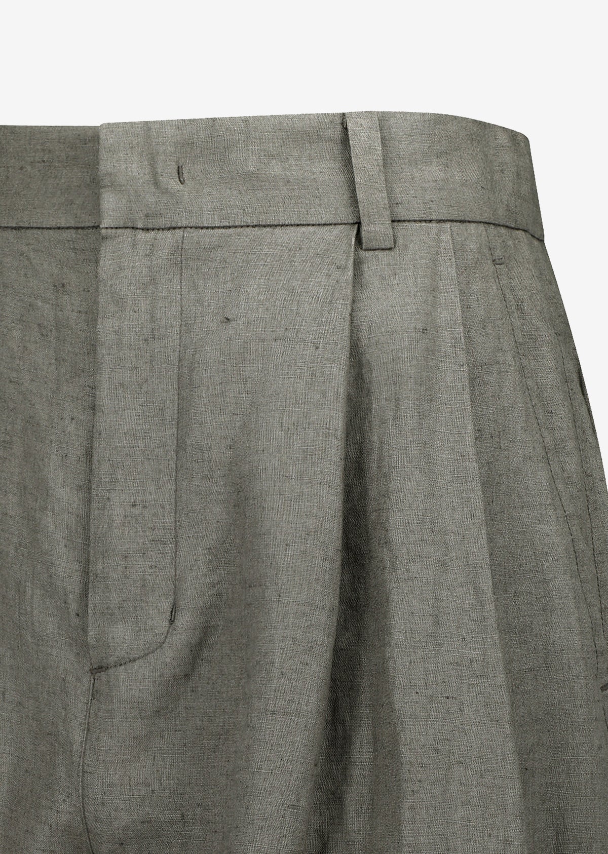 Amomento Linen Two Tuck Wide Pants - Khaki - 5