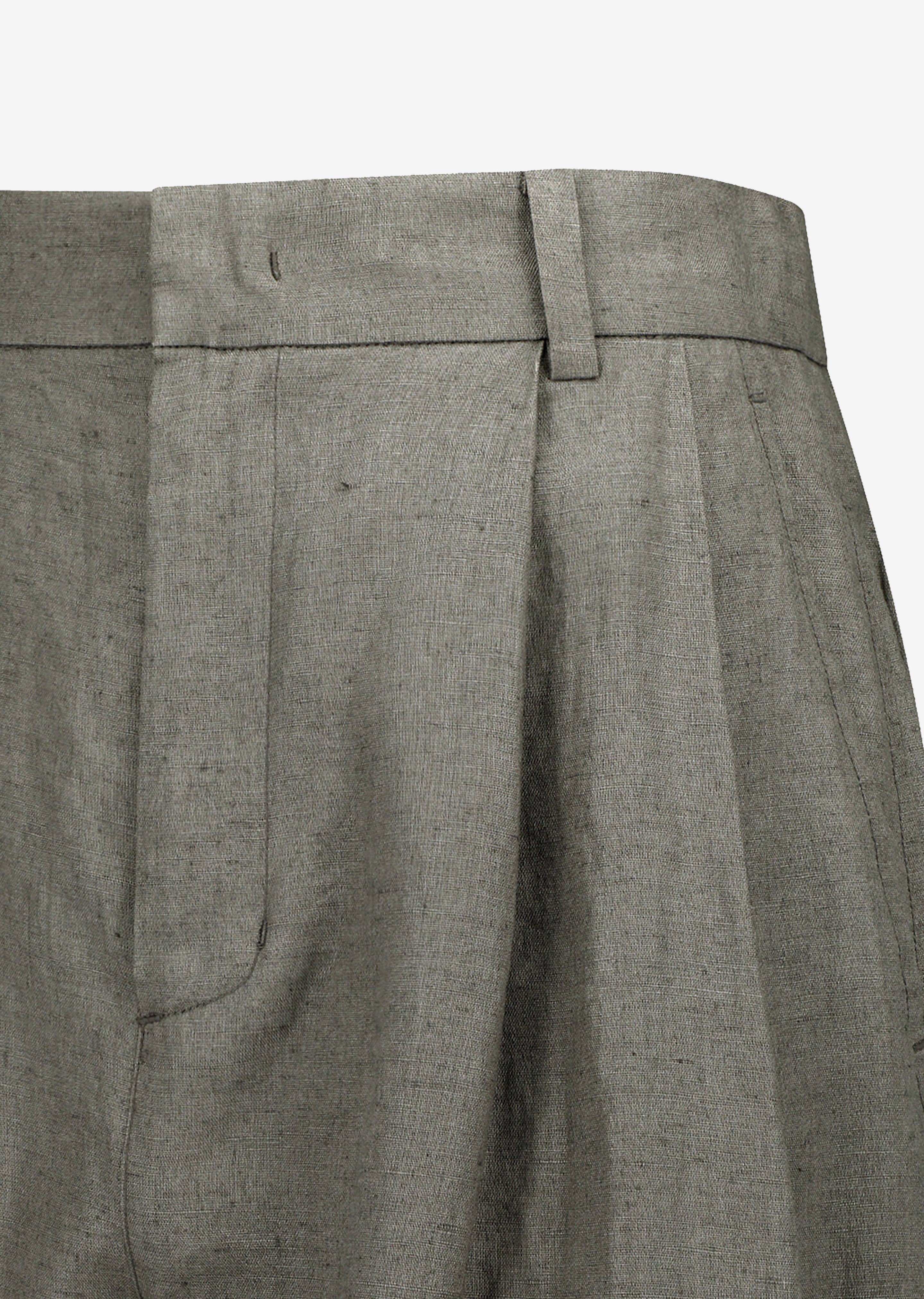 Amomento Linen Two Tuck Wide Pants - Khaki - 5