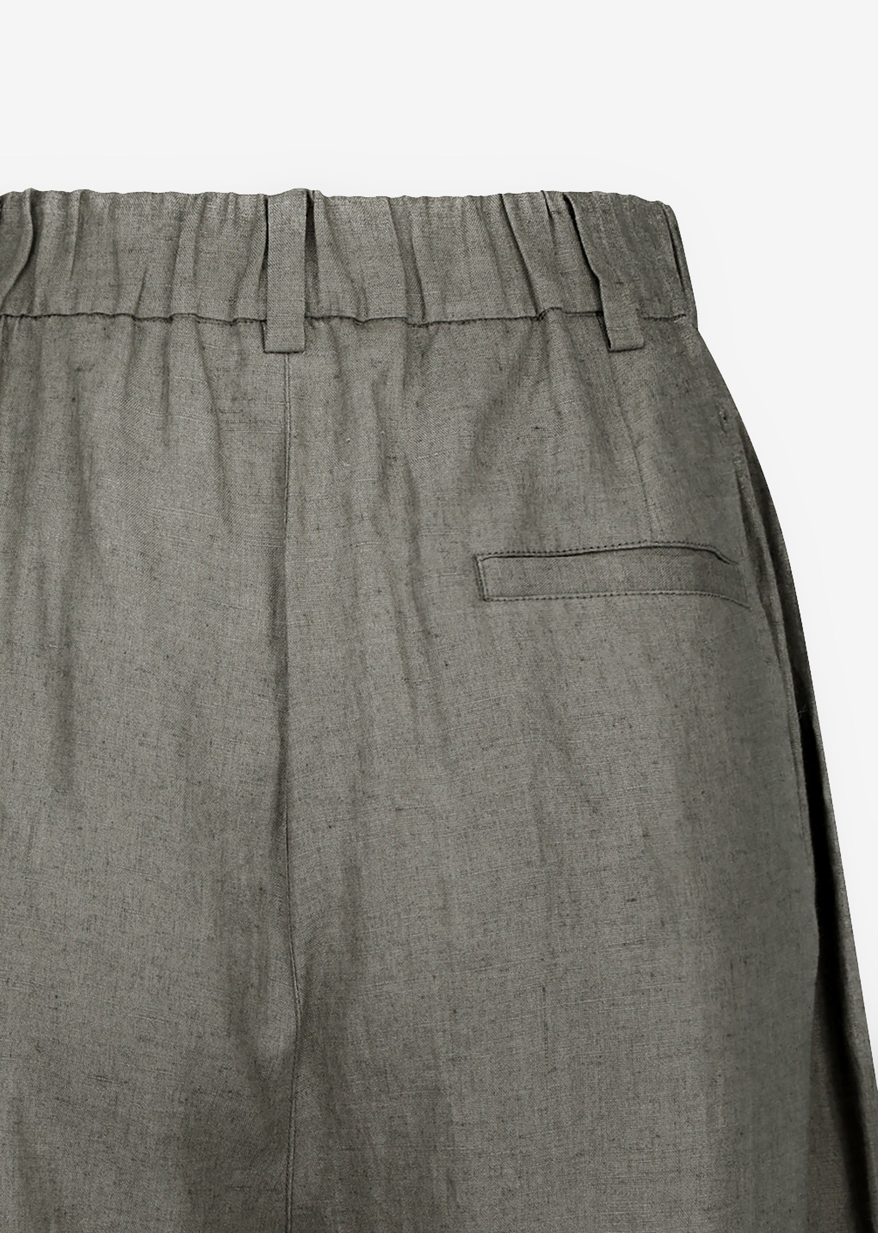 Amomento Linen Two Tuck Wide Pants - Khaki - 6